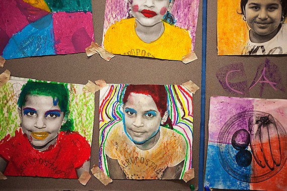 On display in the halls at the McKay School, a colorful Andy Warhol-style tableau depicts the emotions of “The Little Prince” as seen by students who read the novella. 