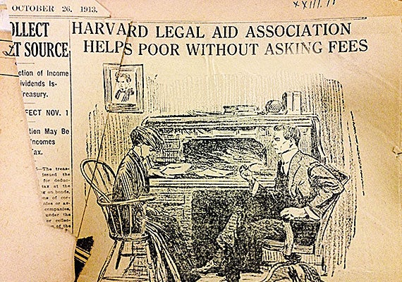 "Harvard Legal Aid Association Helps Poor Without Asking Fees," from Oct. 26, 1913. Courtesy of Harvard University Archives