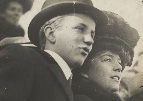 Kermit Roosevelt and Alice Roosevelt Longworth at The Game on Nov. 20, 1909 in Cambridge. Courtesy of Harvard College Library