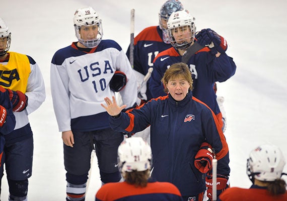 Harvard's Katey Stone, who is coaching the U.S. Olympic women's hockey squad, said the team is "itching to move forward." Photos by Jon Chase/Harvard Staff Photographer