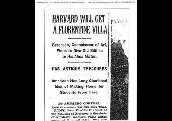 Berenson’s gift to Harvard headlines a June 25, 1933 story in The New York Times.