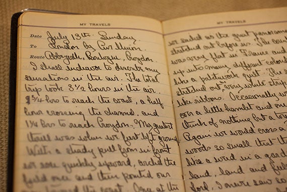 The 1924 European travel diary of William Worcester Cutler Jr. ’23, M.B.A. ’25, includes descriptions of his 3½-hour flight from France to England aboard a 12-seat passenger airliner.