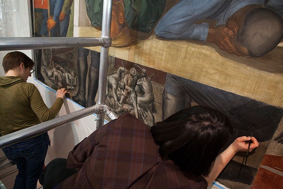 The fresco, which was created in 1933 and rediscovered during the renovation of the Harvard Art Museums, will be on display when the museum reopens in the fall. 