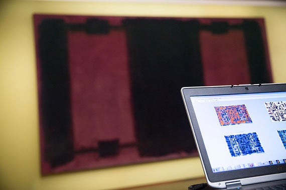 A computer software program sends information to the digital projector, which then casts light on the faded murals to restore their original color.