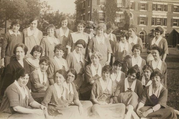 A few members of the Radcliffe College Class of 1914 gather for an informal portrait. Photo courtesy of Schlesinger Library