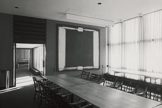 Rothko's "Panel Five" inside the Holyoke Center, January 1968. Courtesy of Harvard University Archives