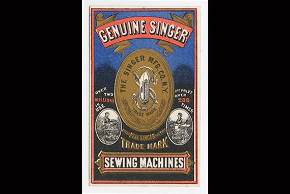 A vintage Singer Mfg. Co. trade card. Many American brands familiar in the 19th century survive today. 