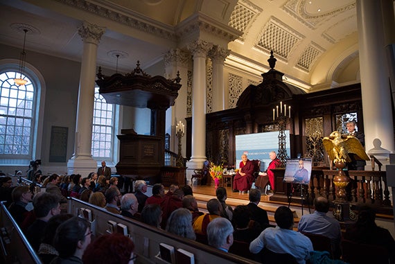 Harvard Divinity School Dean David N. Hempton introduced the 17th Gyalwang Karmapa at the Memorial Church, prior to the Karmapa's lecture titled “Caring for Life on Earth in the 21st Century.” 