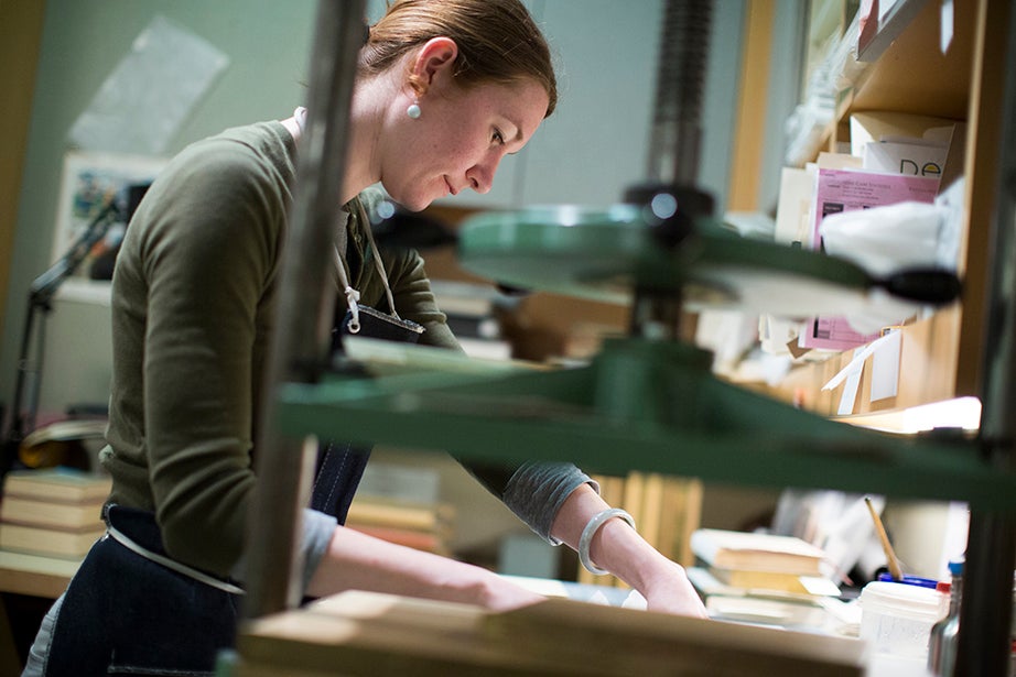 Conservation technician Katherine Gray in the Collections Conservation Lab.