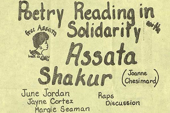 Flyer for a poetry reading in support of Assata Shakur, featuring June Jordan. Courtesy of Schlesinger Library