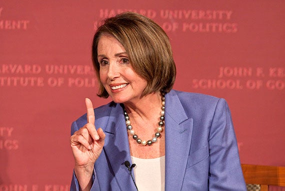The Hon. Nancy Pelosi, speaker of the United States House of Representatives, visits the Harvard Kennedy School's Institute of Politics, Nov. 13, 2009. Photo by Jill Foley