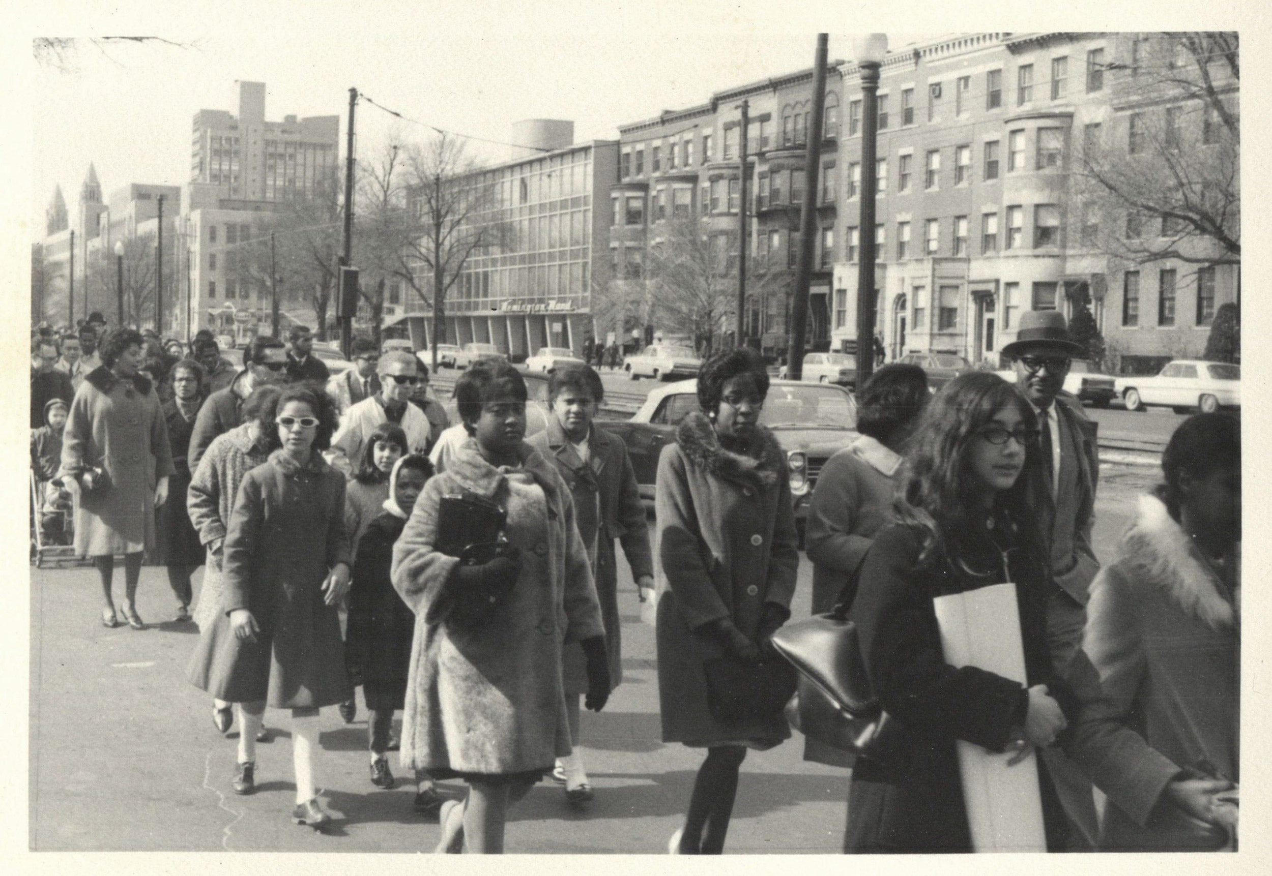 Civil rights march led by MLK from Roxbury to Boston Common, April 1965.
