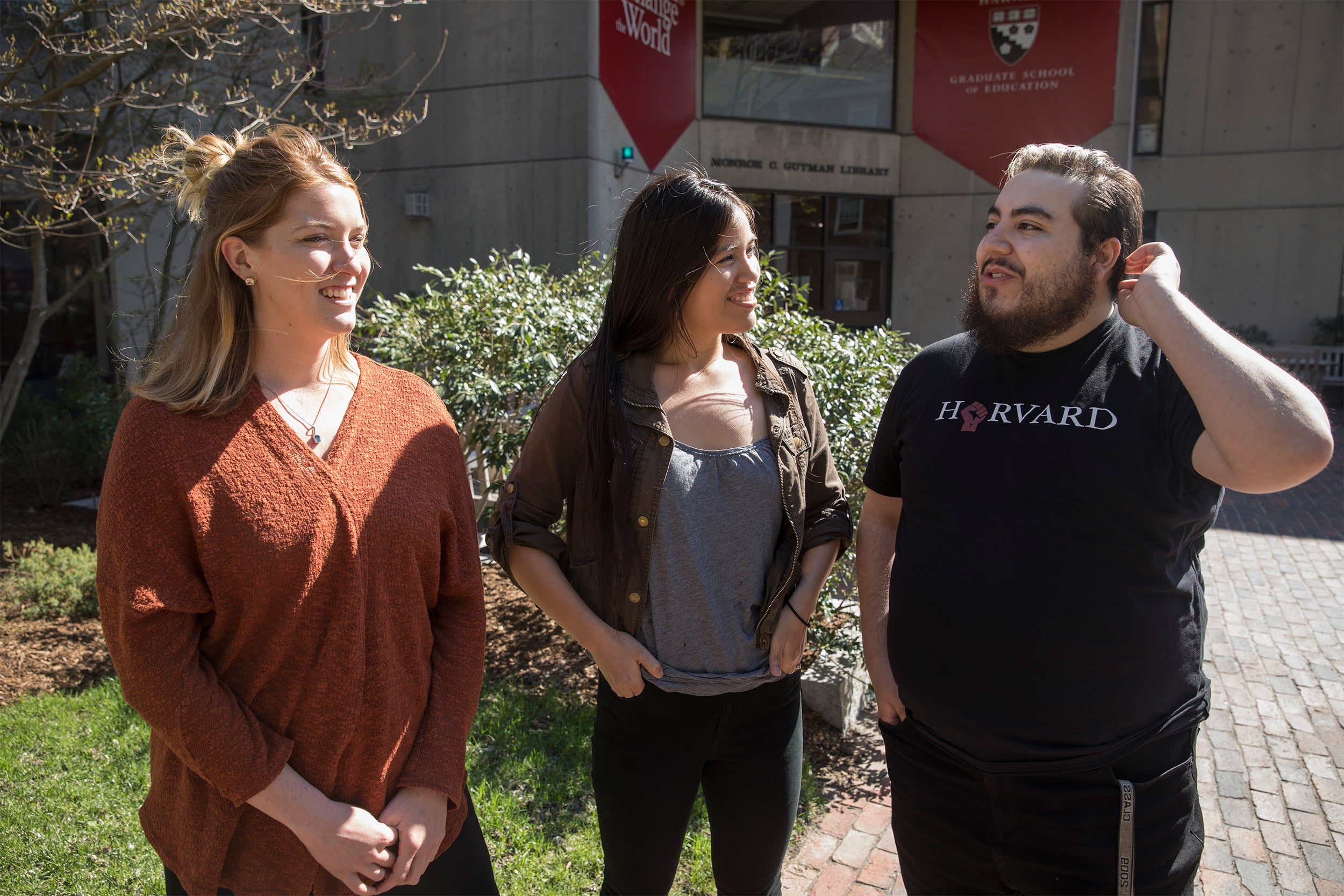 HGSE students, Julia Cunningham, (from left) Morgan Barraza, and Shane Trujillo
