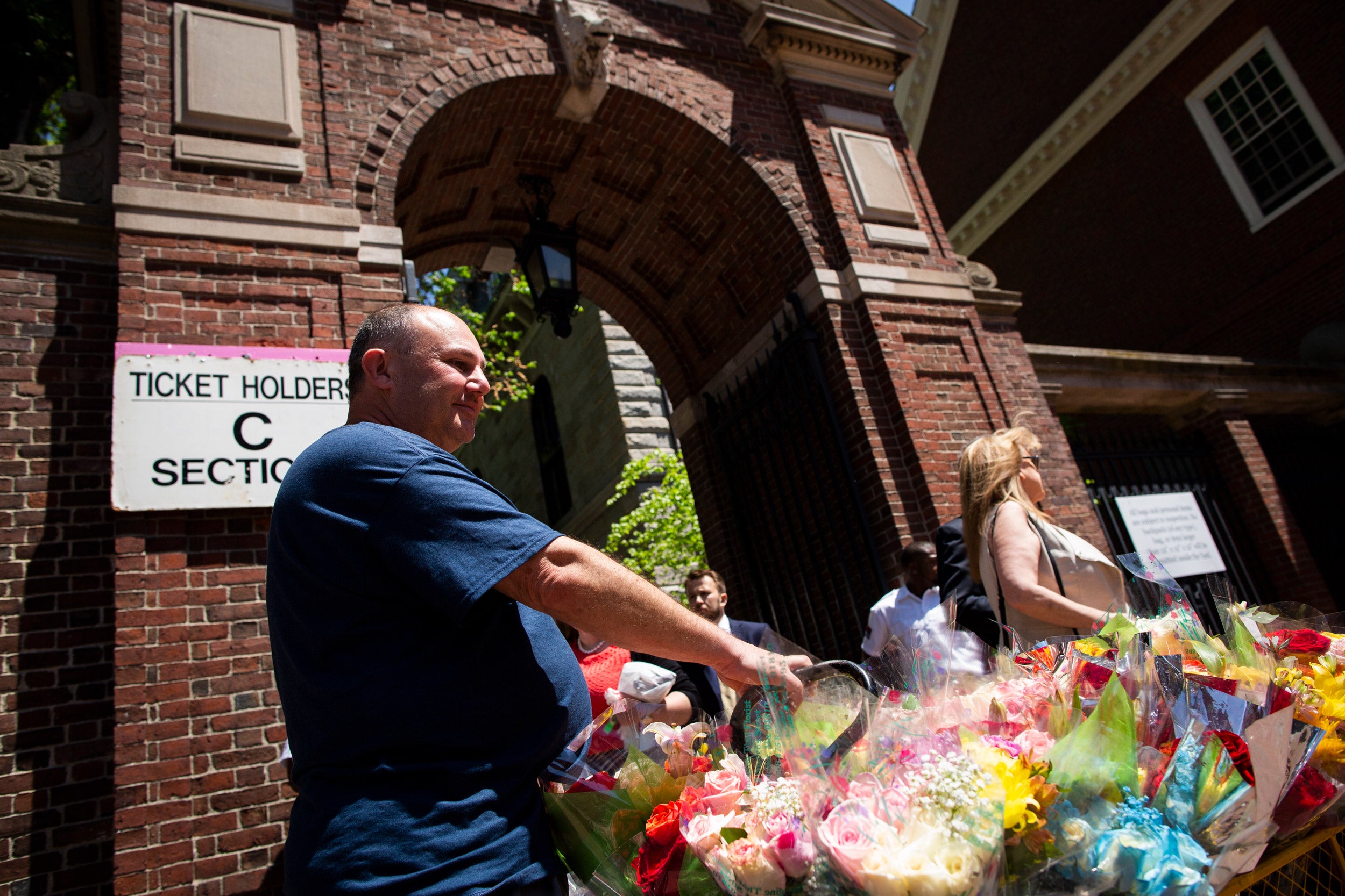 David Greenberg sells flowers outside Harvard Yard.
