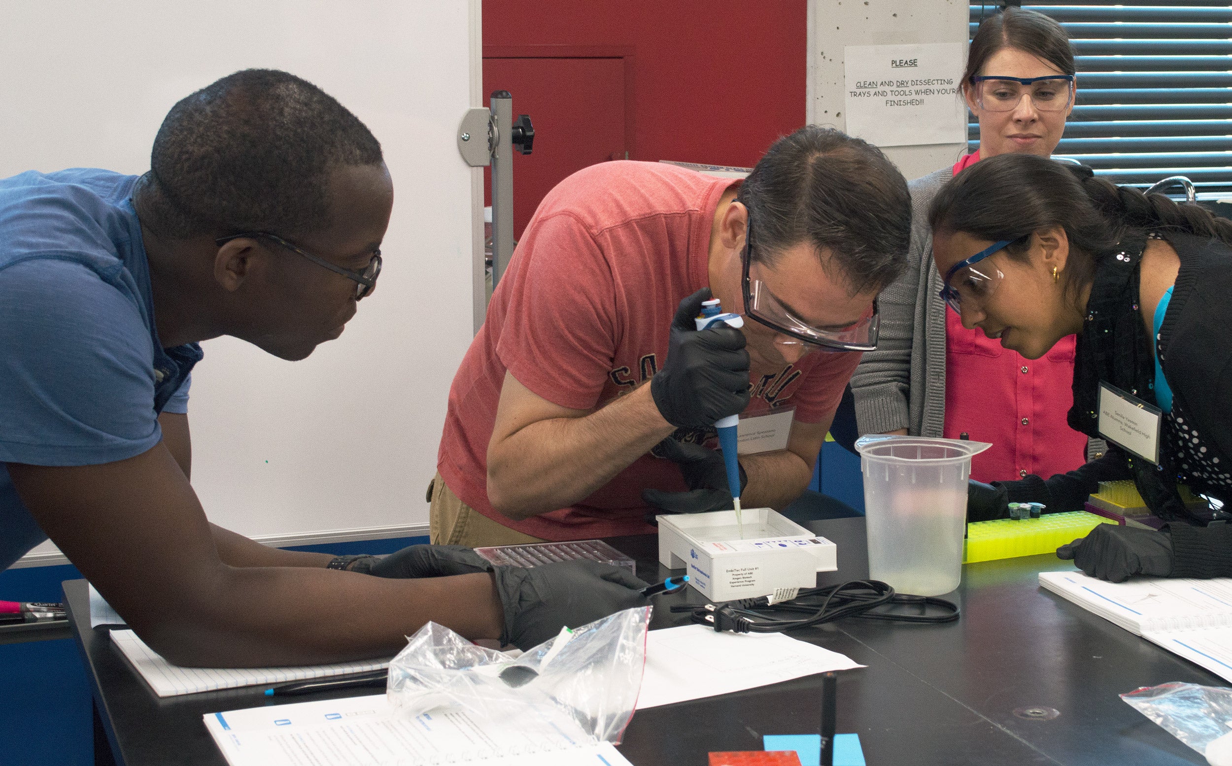 Amgen Biotech Experience teachers work in the lab.
