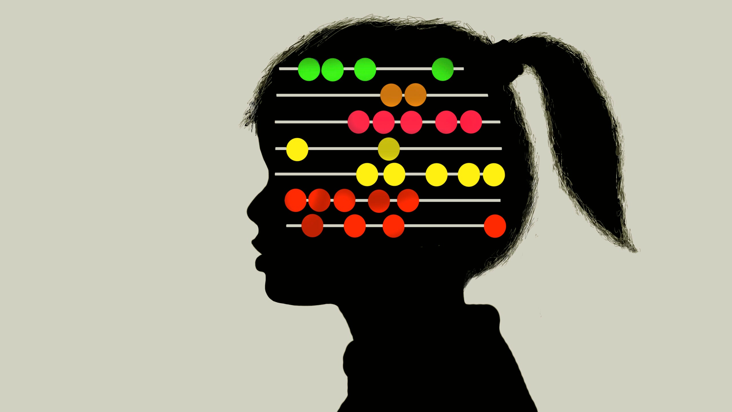 Illustration of young girl with abacus inside of head.