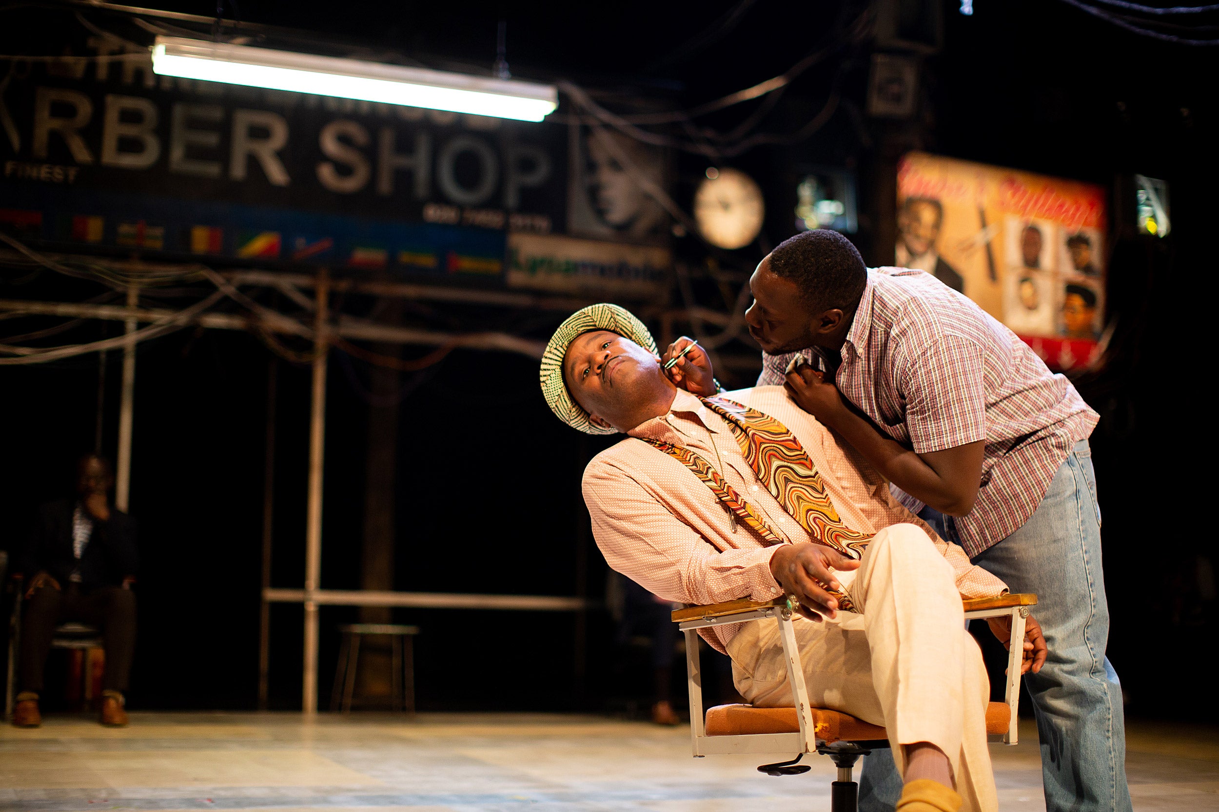 Patrice Naiambana and Ekow Quartey in "Barber Shop Chronicles."