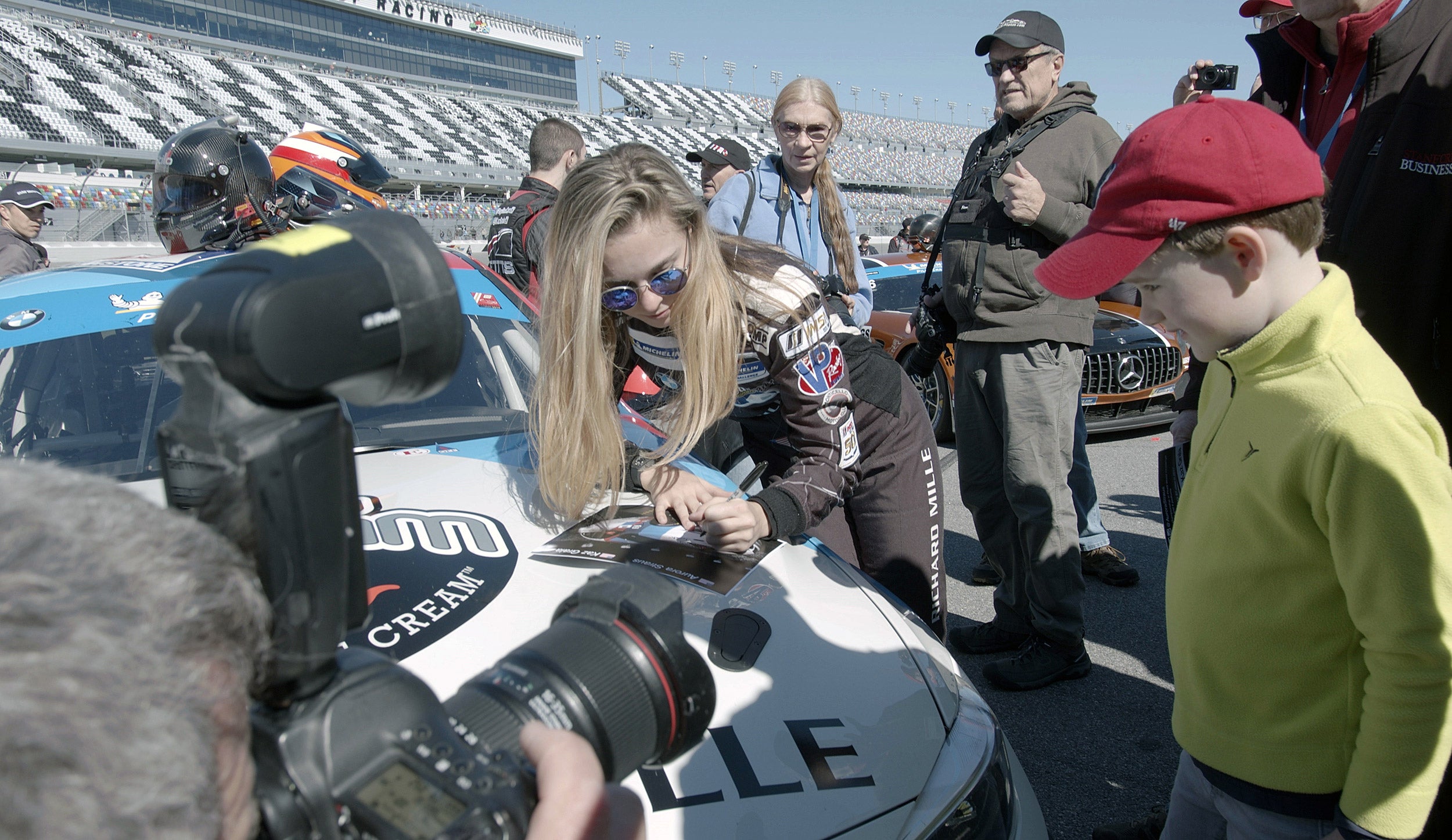 Aurora Straus signs autographs in Daytona Beach, Fla.