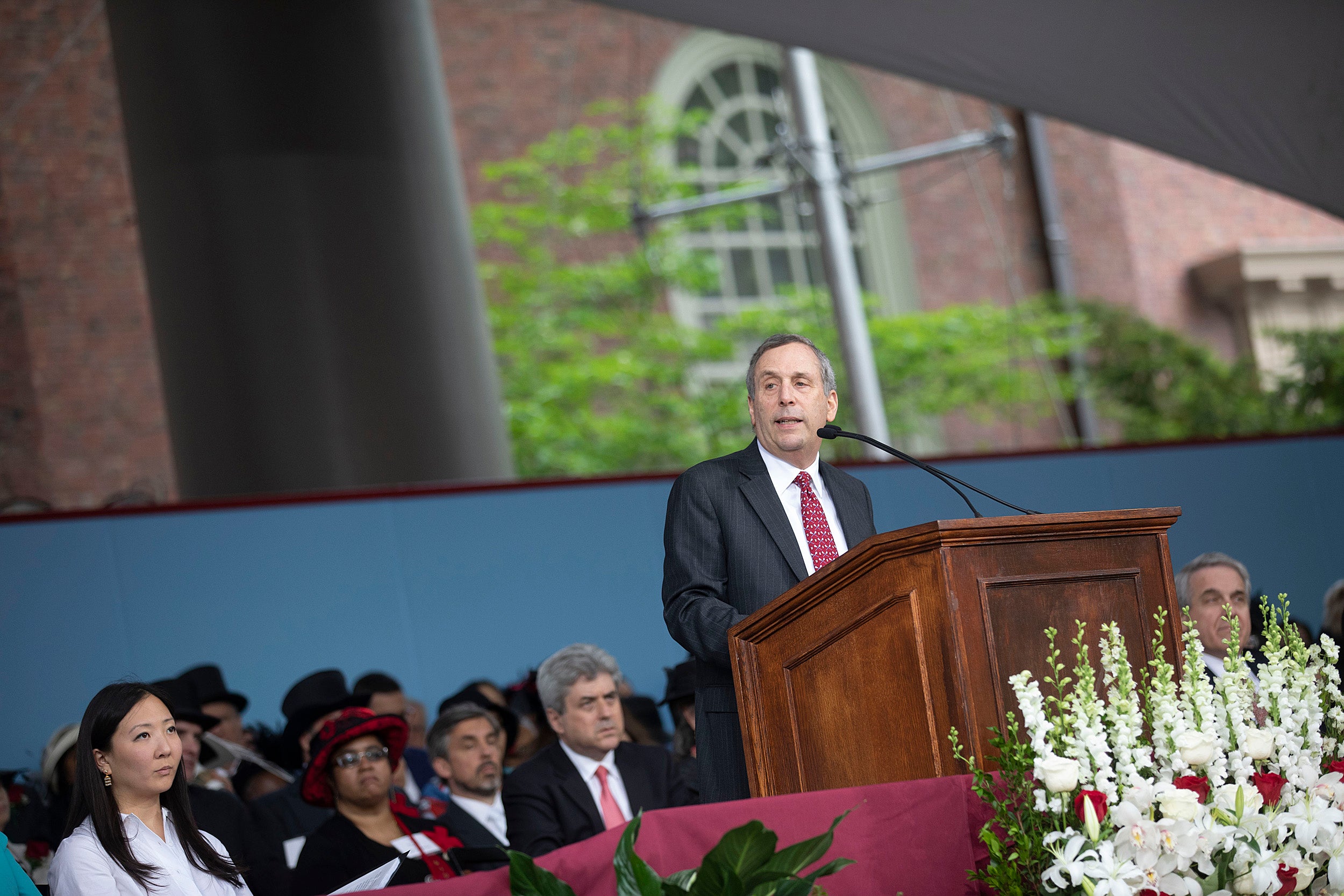 President Larry Bacow speaks at the Afternoon Program.