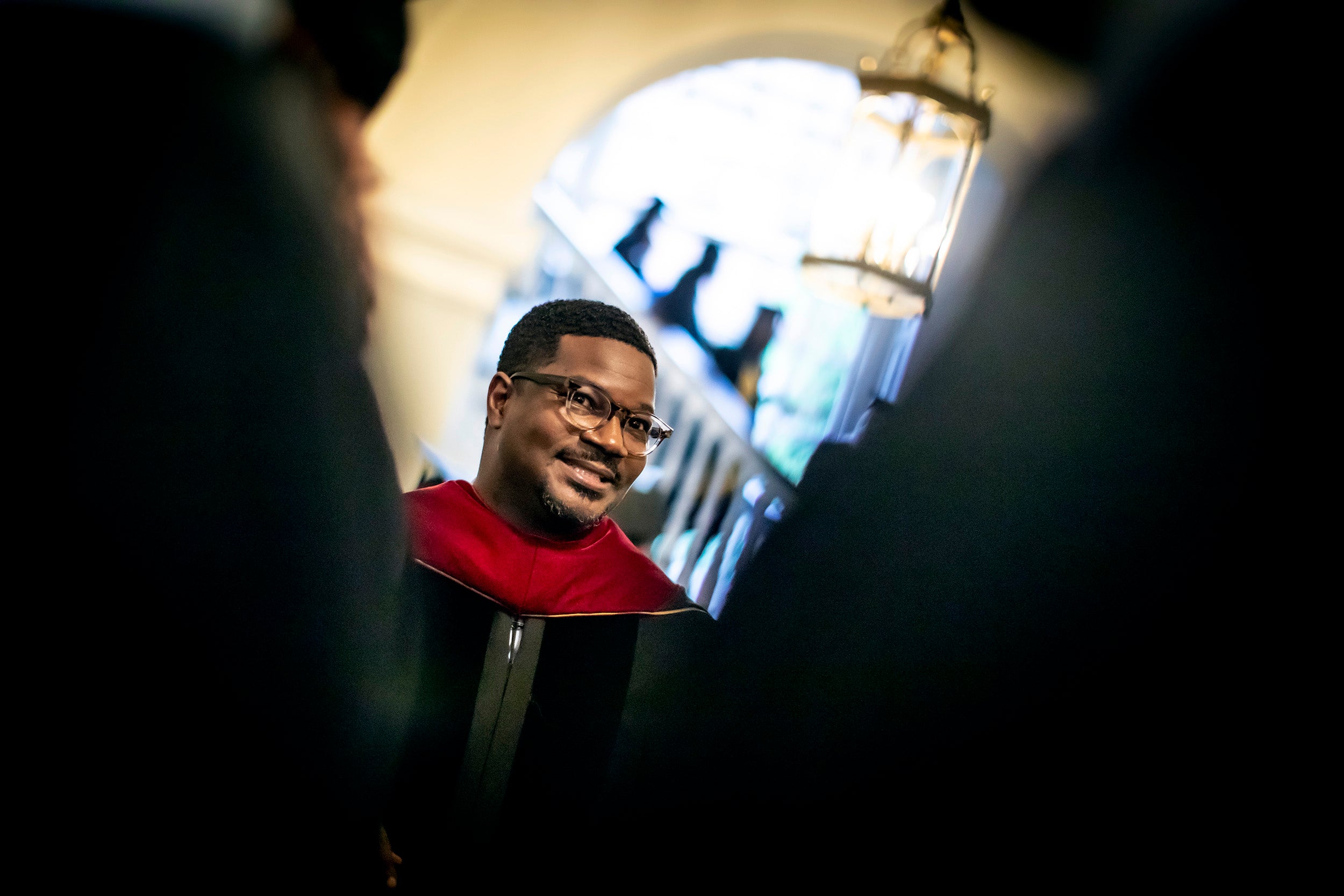 Johnathan Walton in Memorial Church during the Baccalaureate Service.