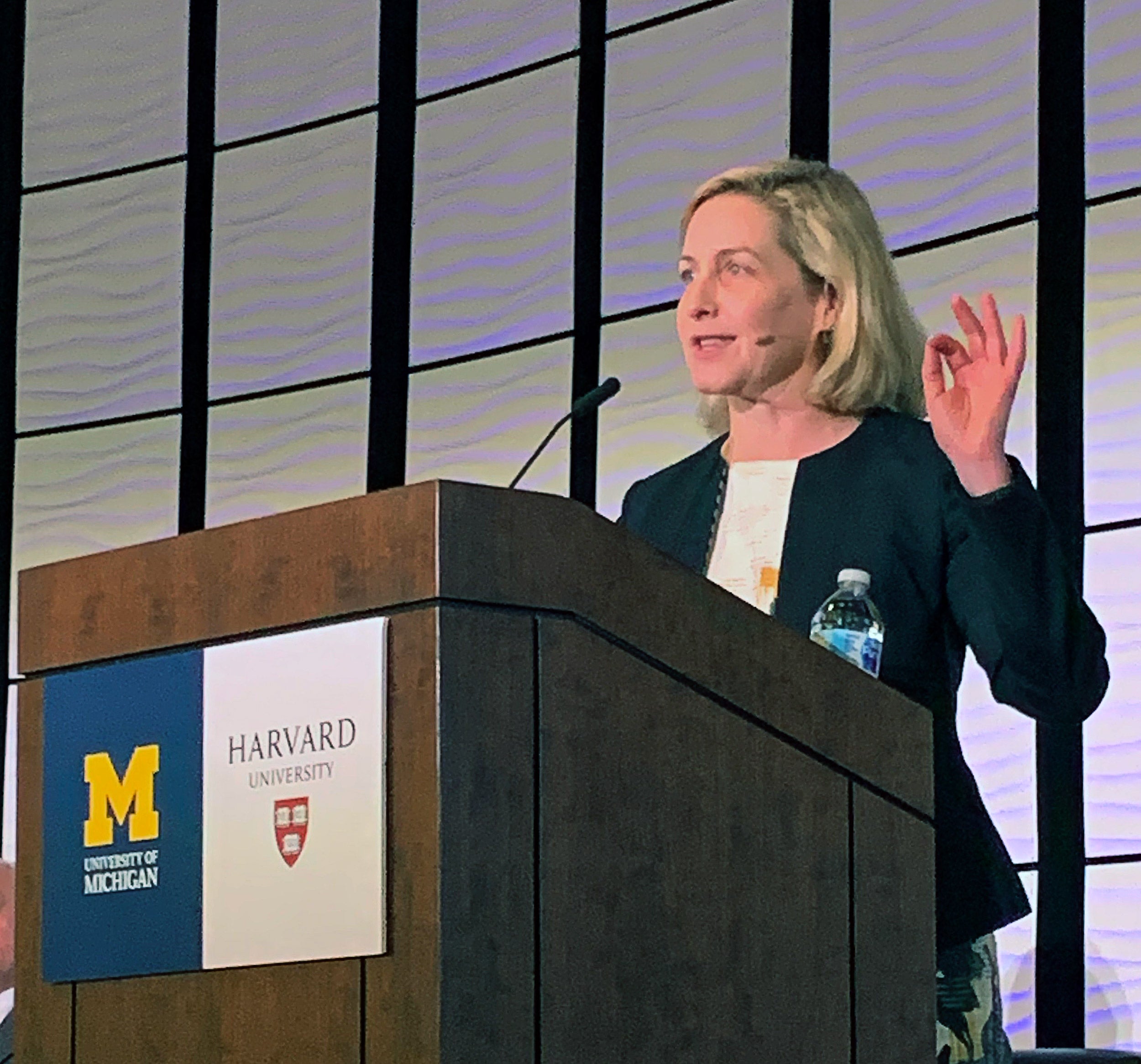 Meredith Rosenthal from the Chan School speaking at the University of Michigan