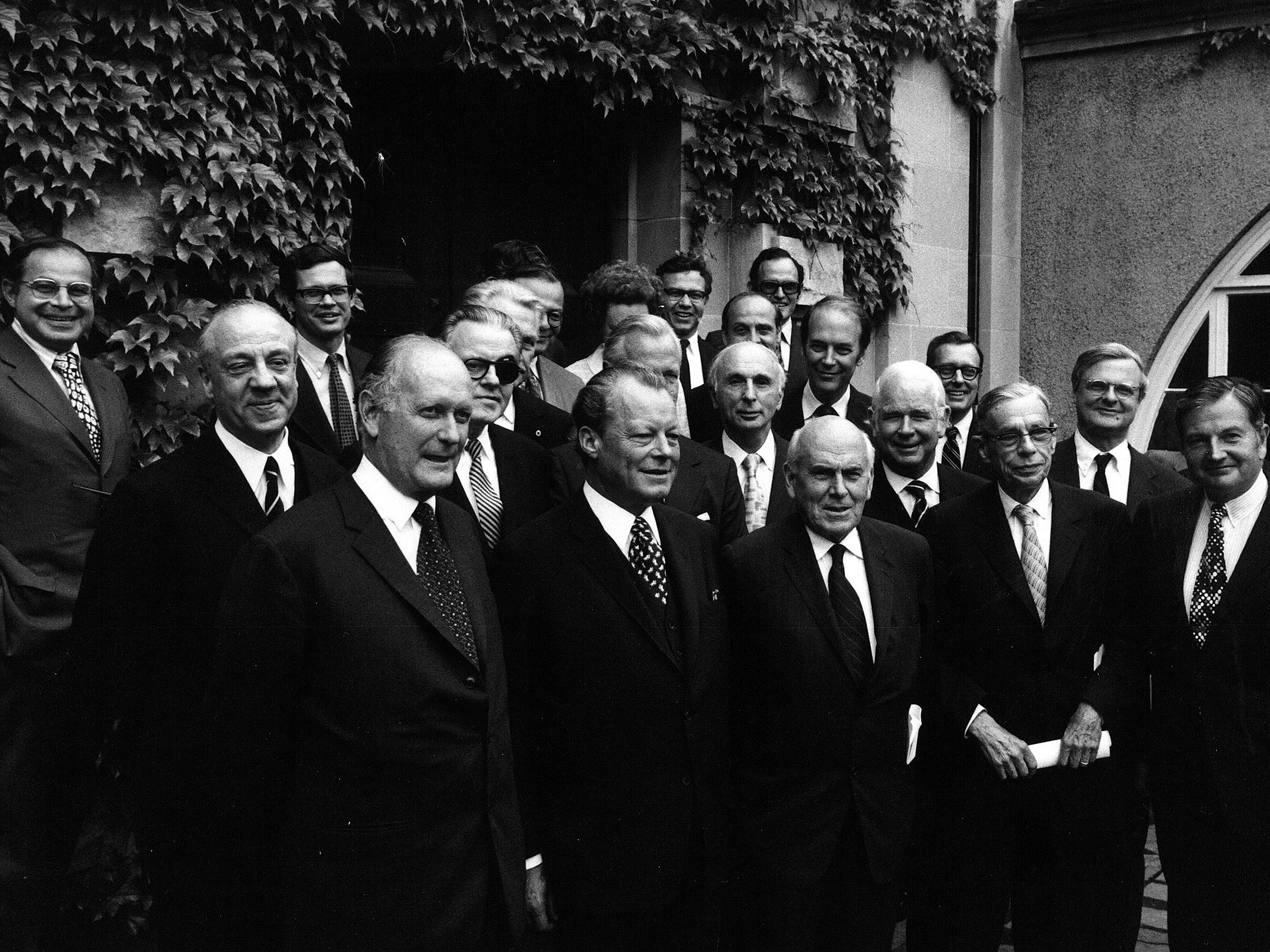 Group photo of dignitaries at the founding ceremony of the German Marshall Fund in 1972.