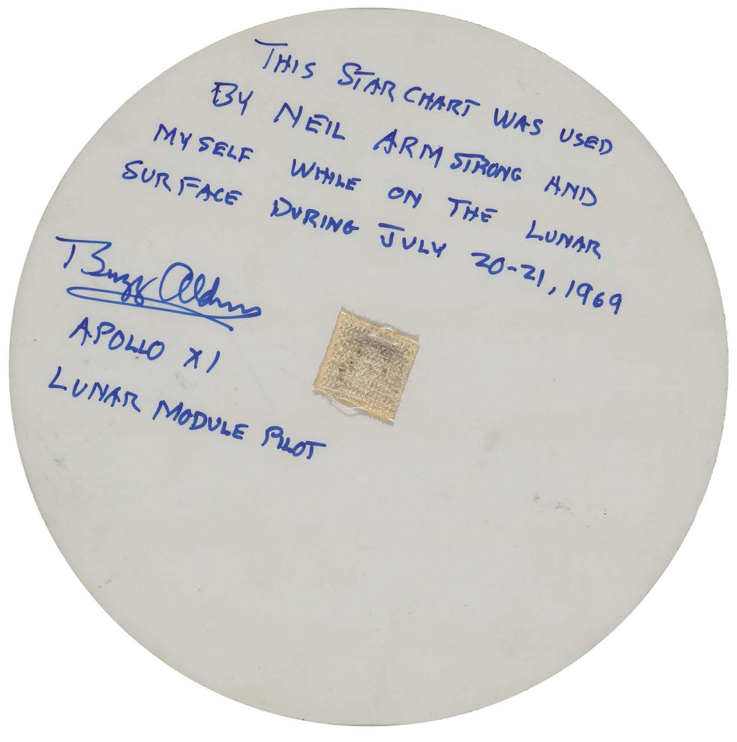 Back of the star chart used by Apollo 11 astronauts.