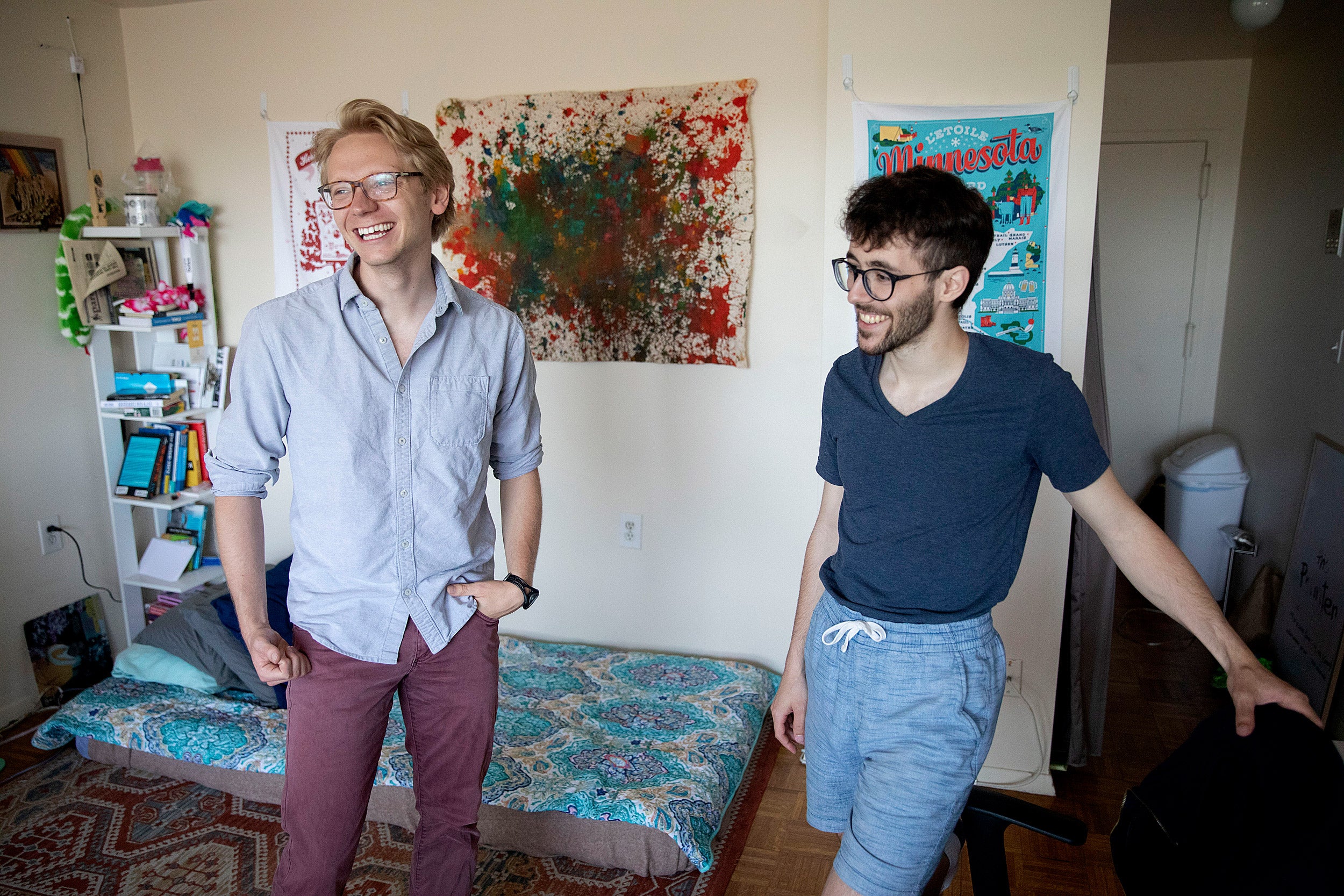 Luke Heine and Raphael Rouvinov work out of their home office in Cambridge
