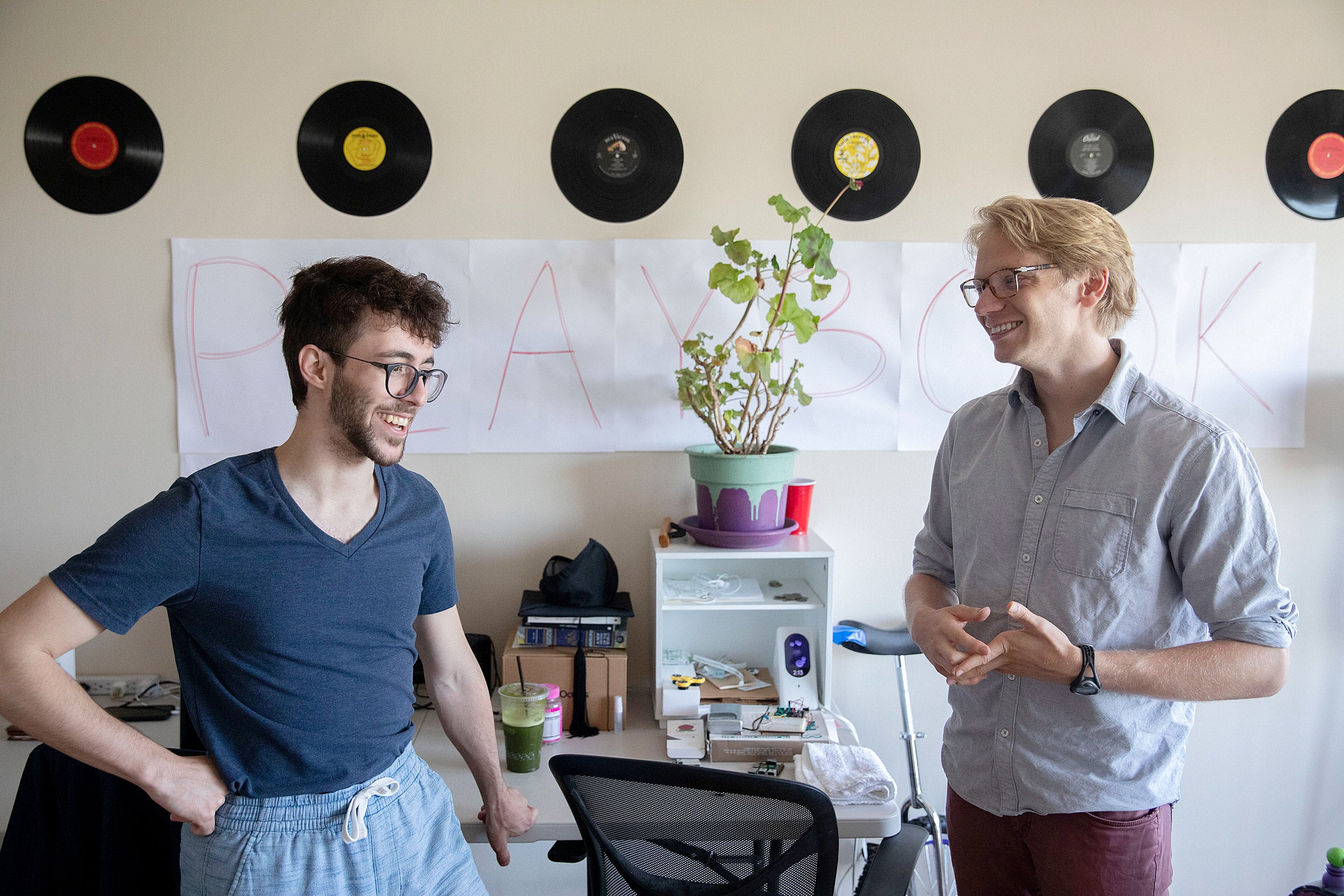 Luke Heine and Raphael Rouvinov in their home office.