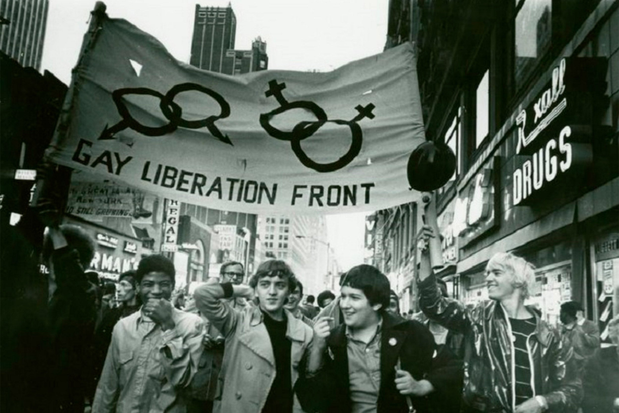 A Gay Liberation Front march in Times Square in the fall of 1969.