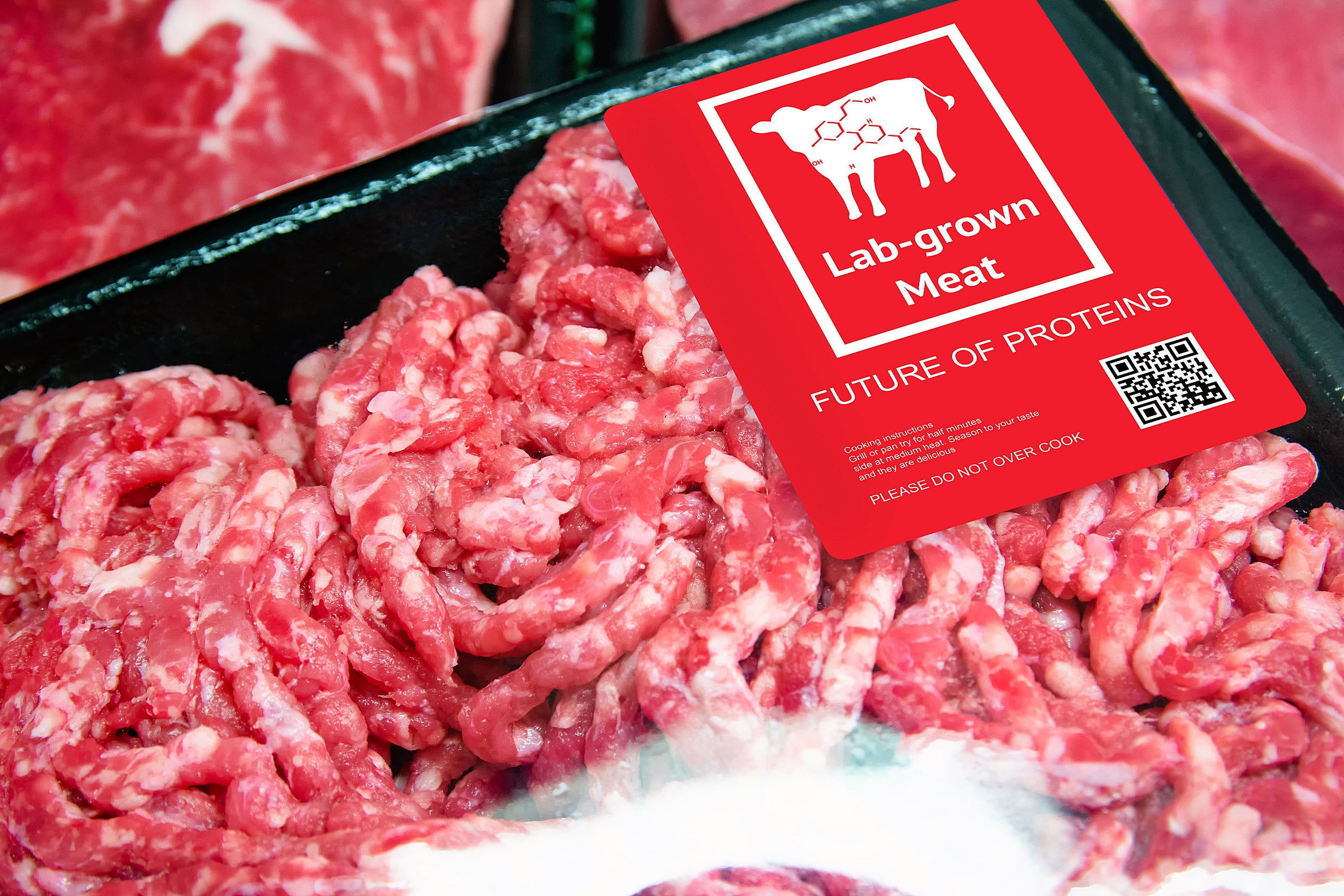Package of lab-grown meat.