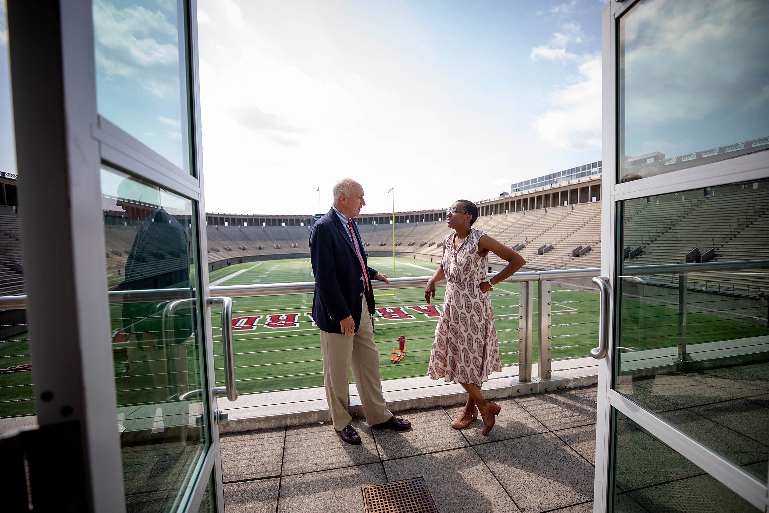 Dean, Claudine Gay and Athletics Director Bob Scalise