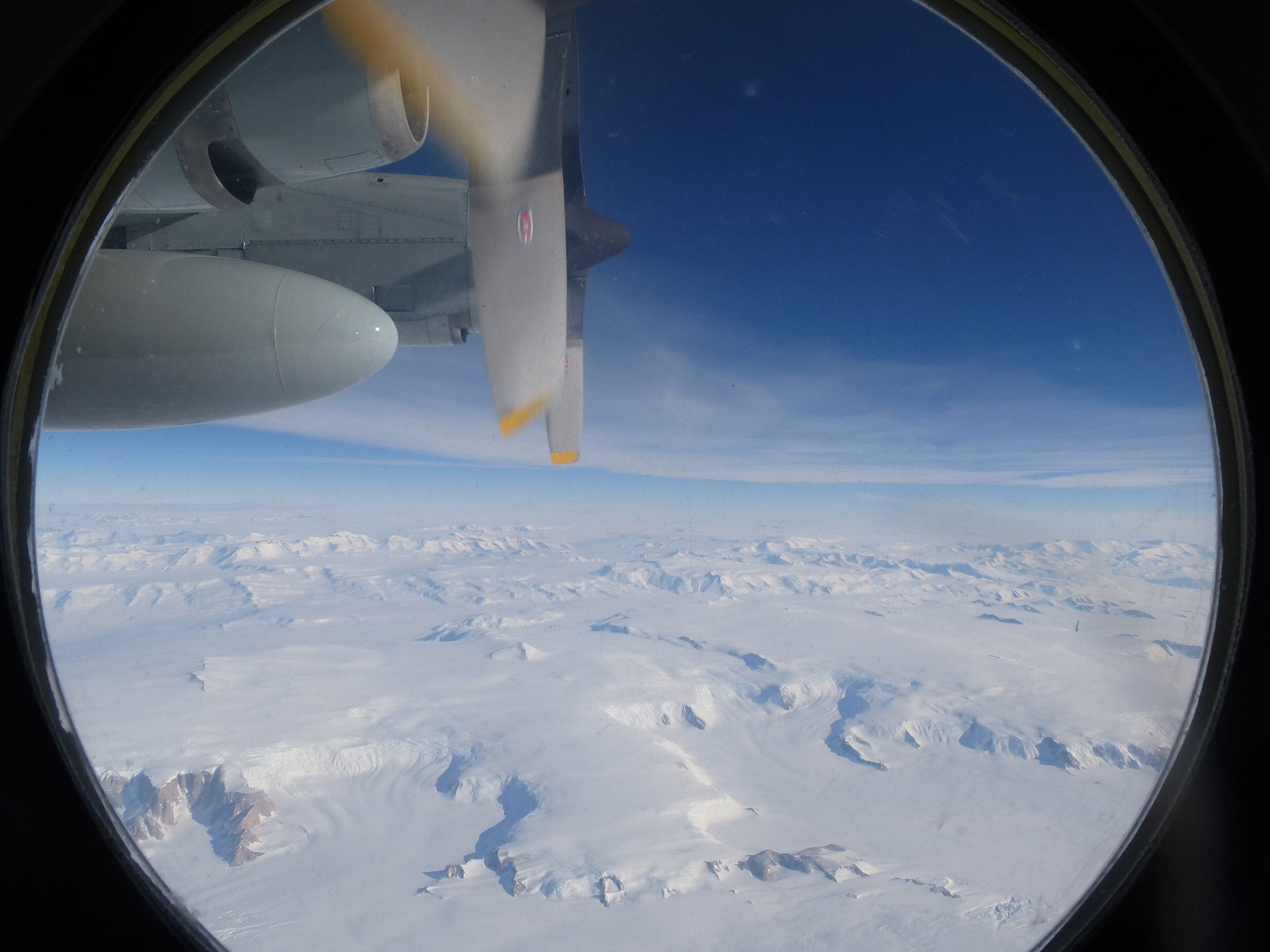 View from a flight crossing the transantarctic mountains.