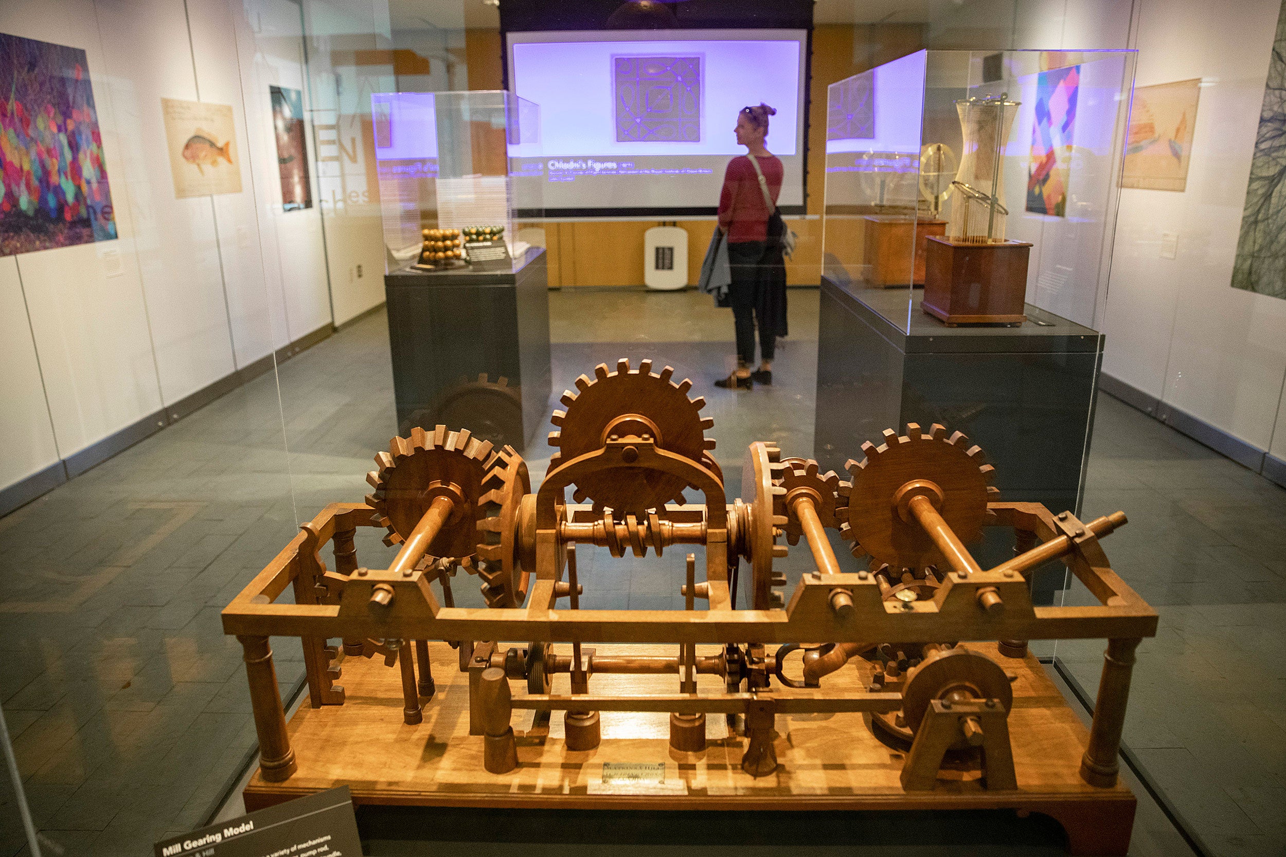 13. Harvard students learned mechanics from this wooden model of interlocking gears that was deployed in mills.