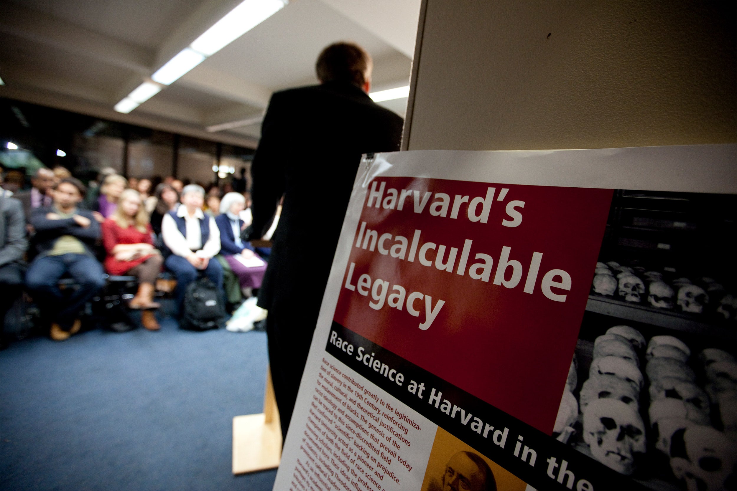 A lecture poster on slavery and Harvad.