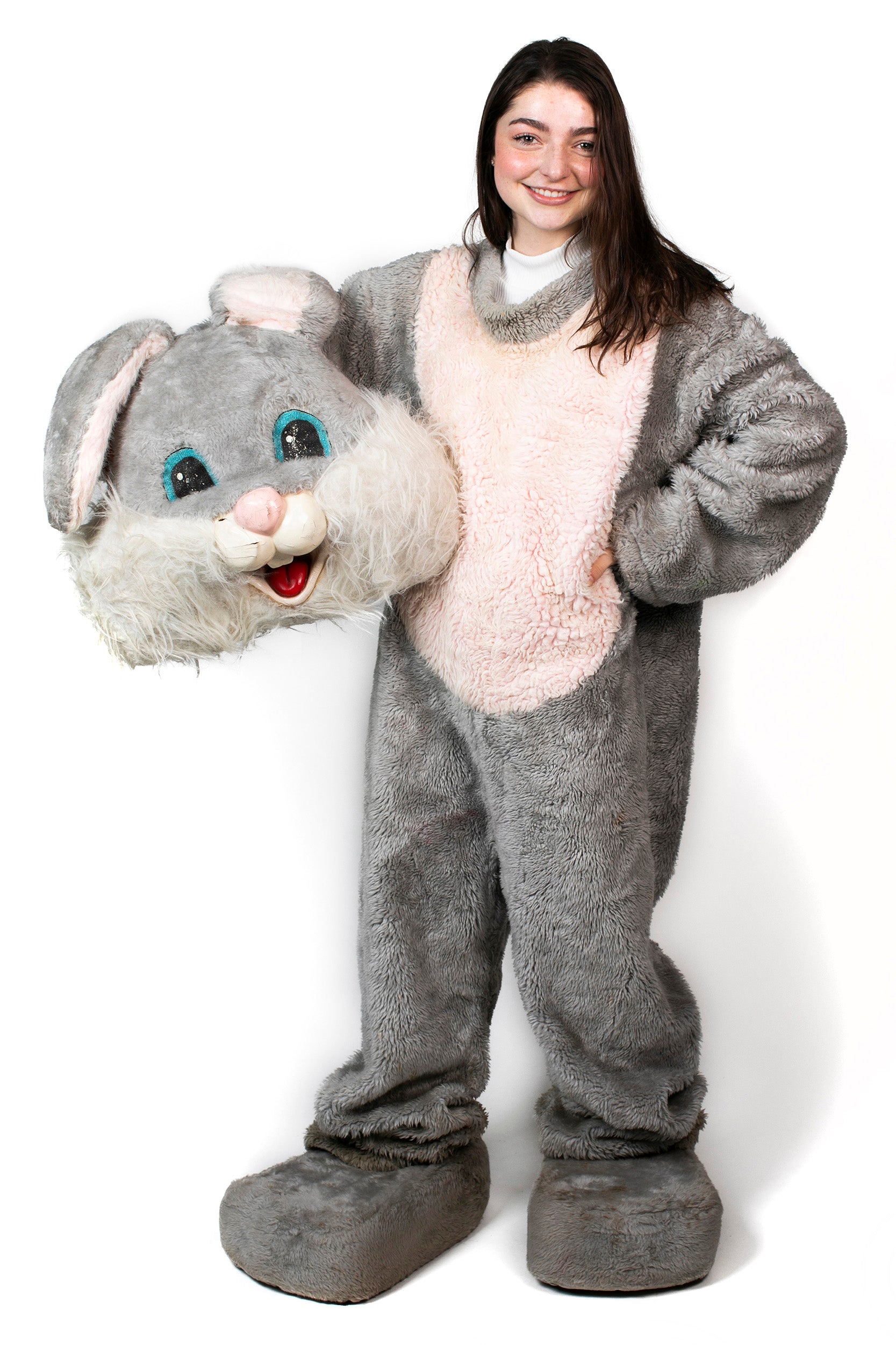 Haley Benbow is dressed as the Hare Mascot for Leverett House.