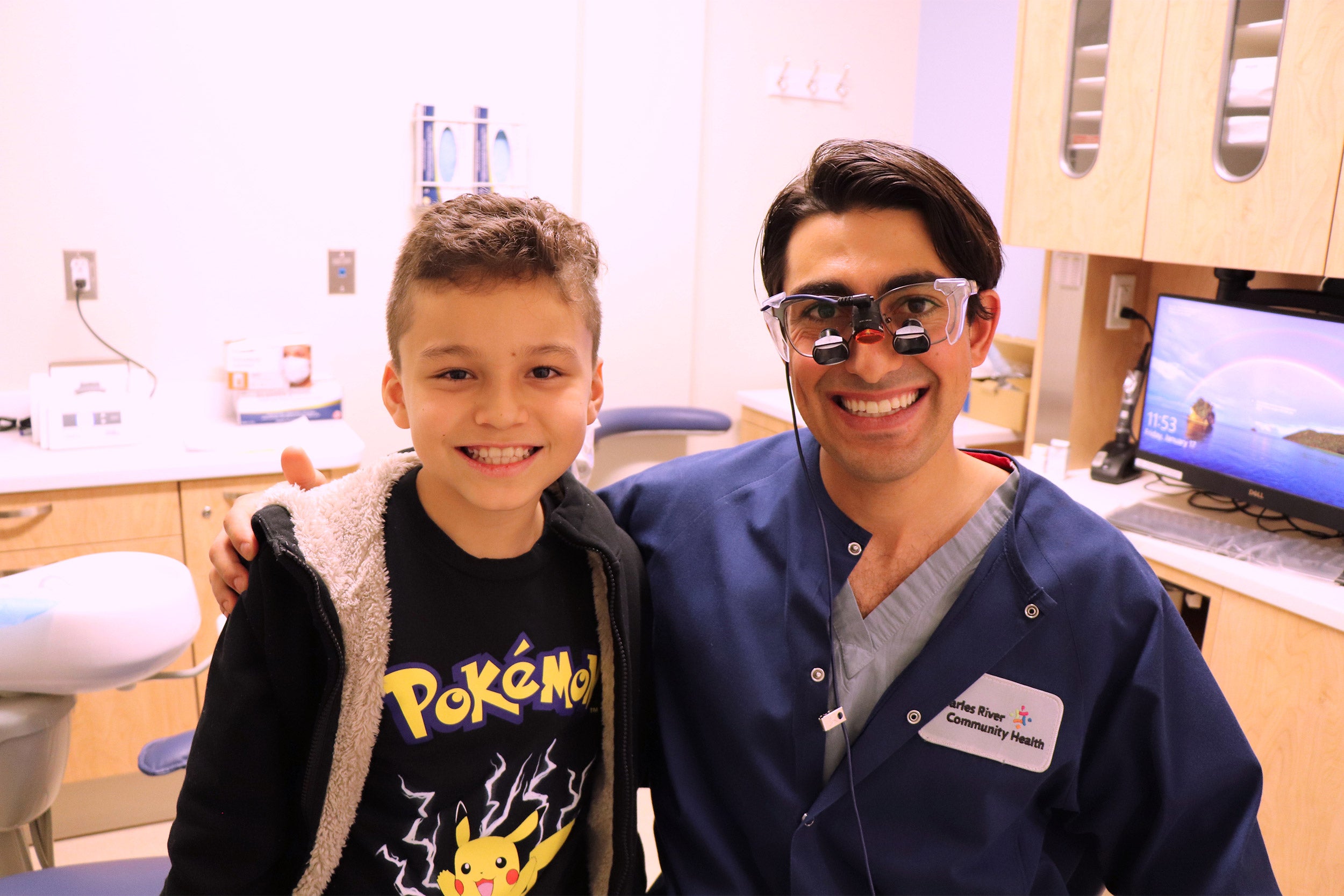 A young boy and his dentist.