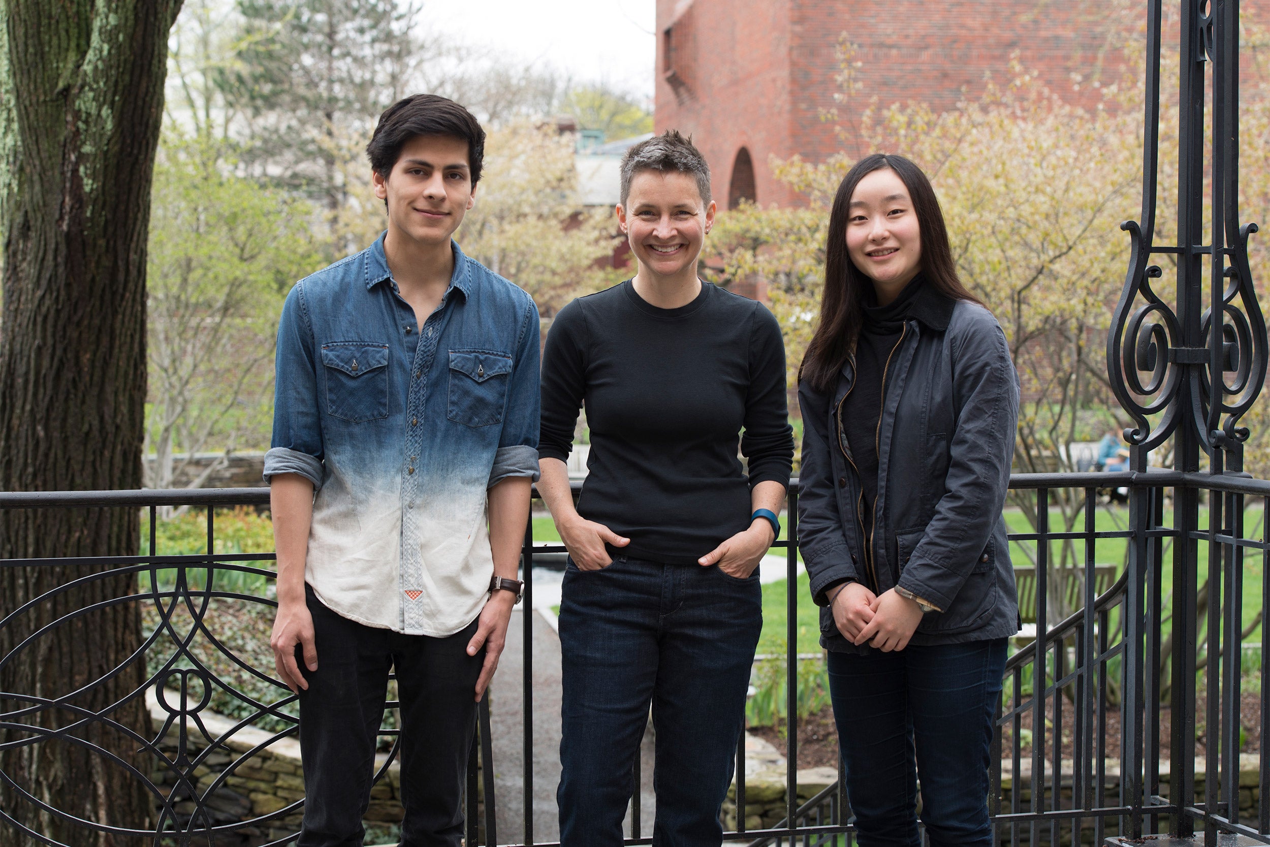 , Jordan Villegas (with Yu-Mi Kim ’20, right) worked as a research partner with Professor Stephanie LeMenager.