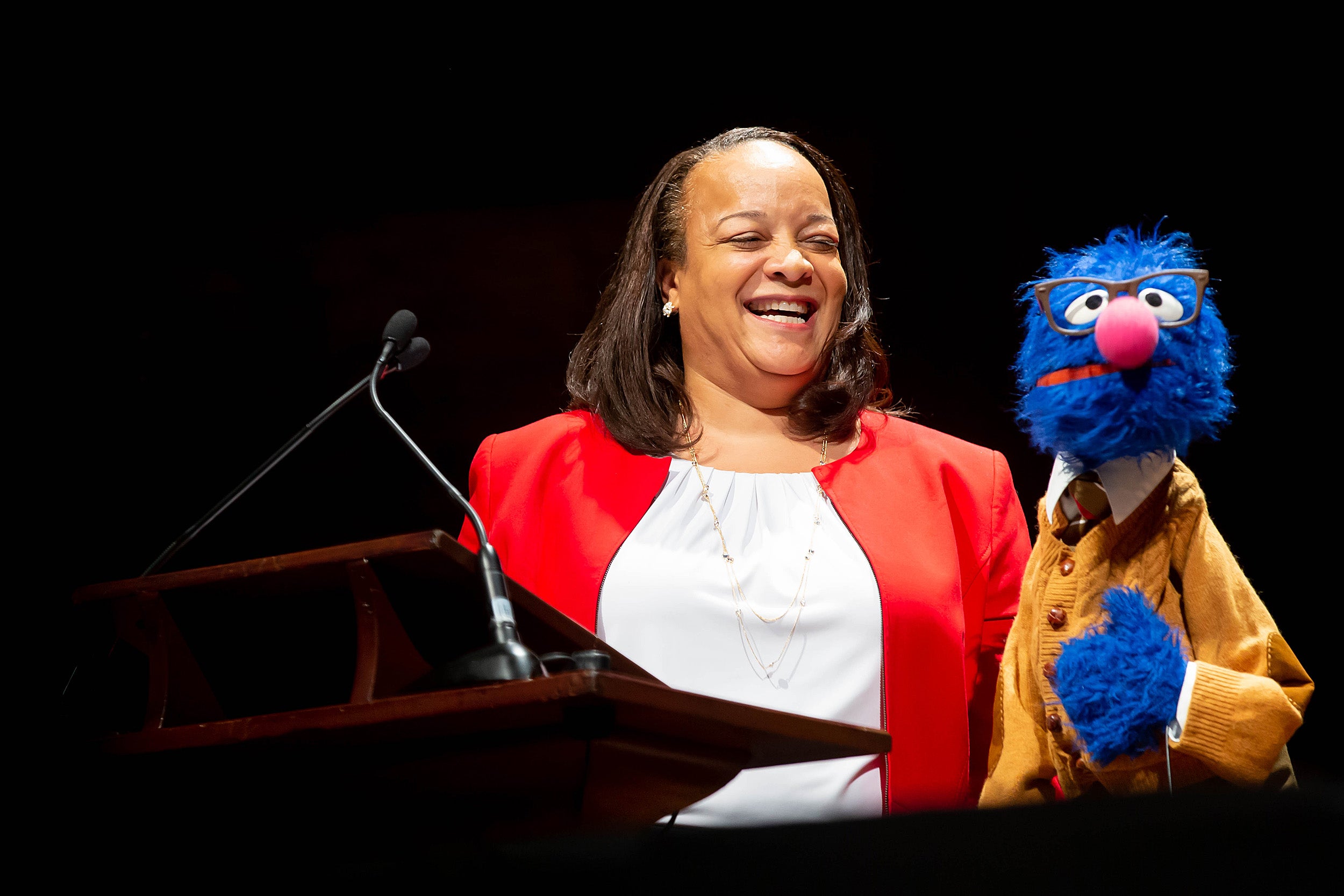 Bridget Terry Long with Grover.