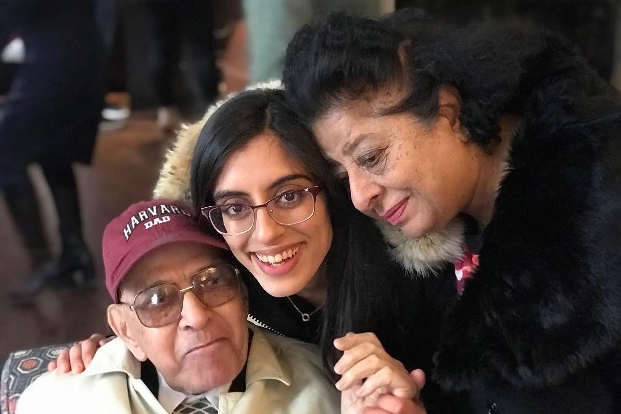 Sana Raoof with her grandfather and grandmother.