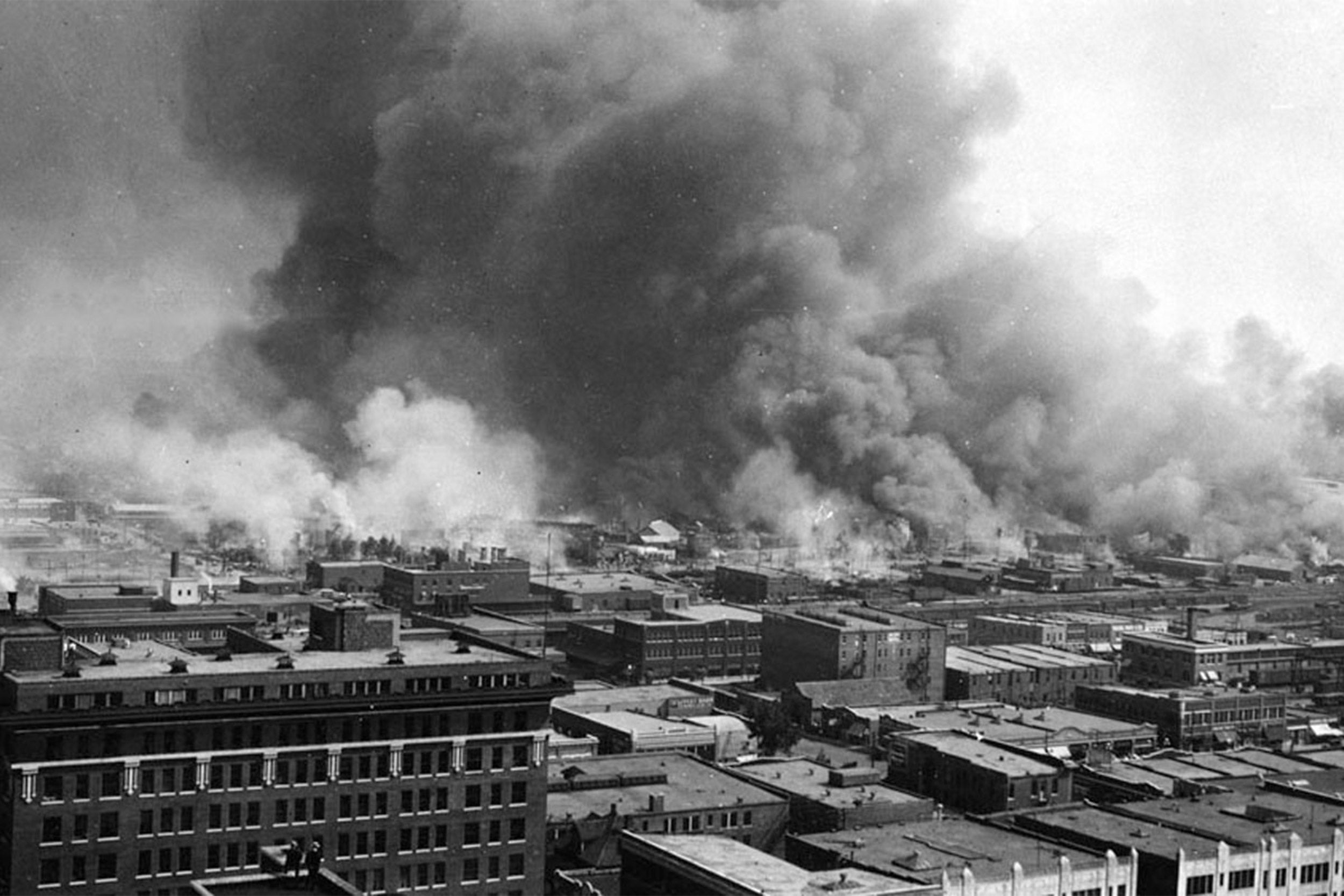 Tulsa buildings on fire.