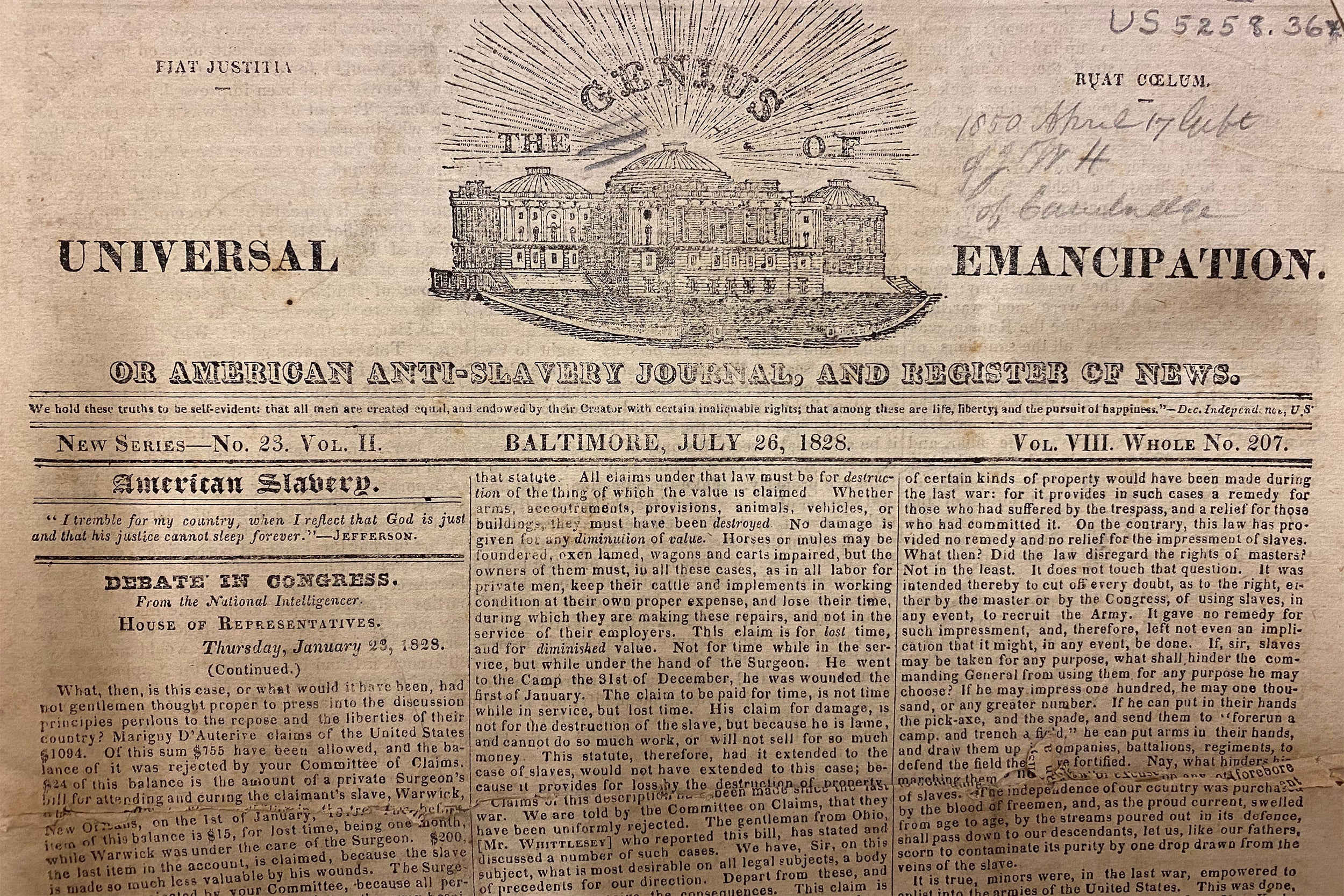 Photos of anti-slavery newspapers, taken by Dorothy Berry as she preps materials for digitization.