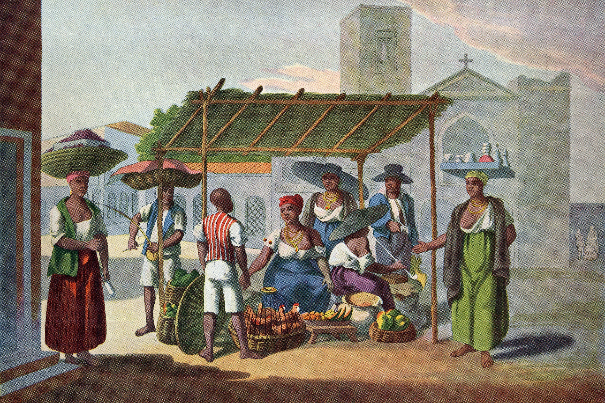 "Market Stall and Market Women, Rio de Janeiro, Brazil, 1819-1820"