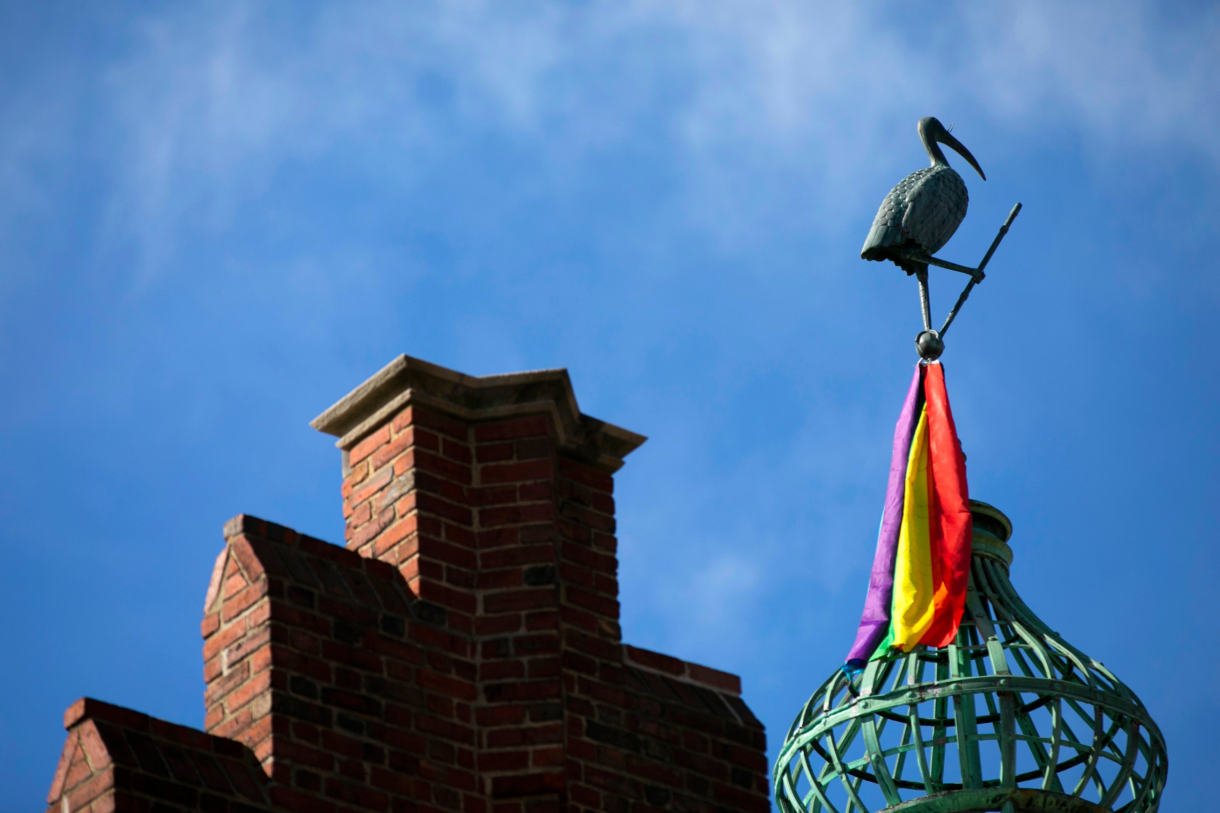 An ibis decorates the Harvard Lampoon building.