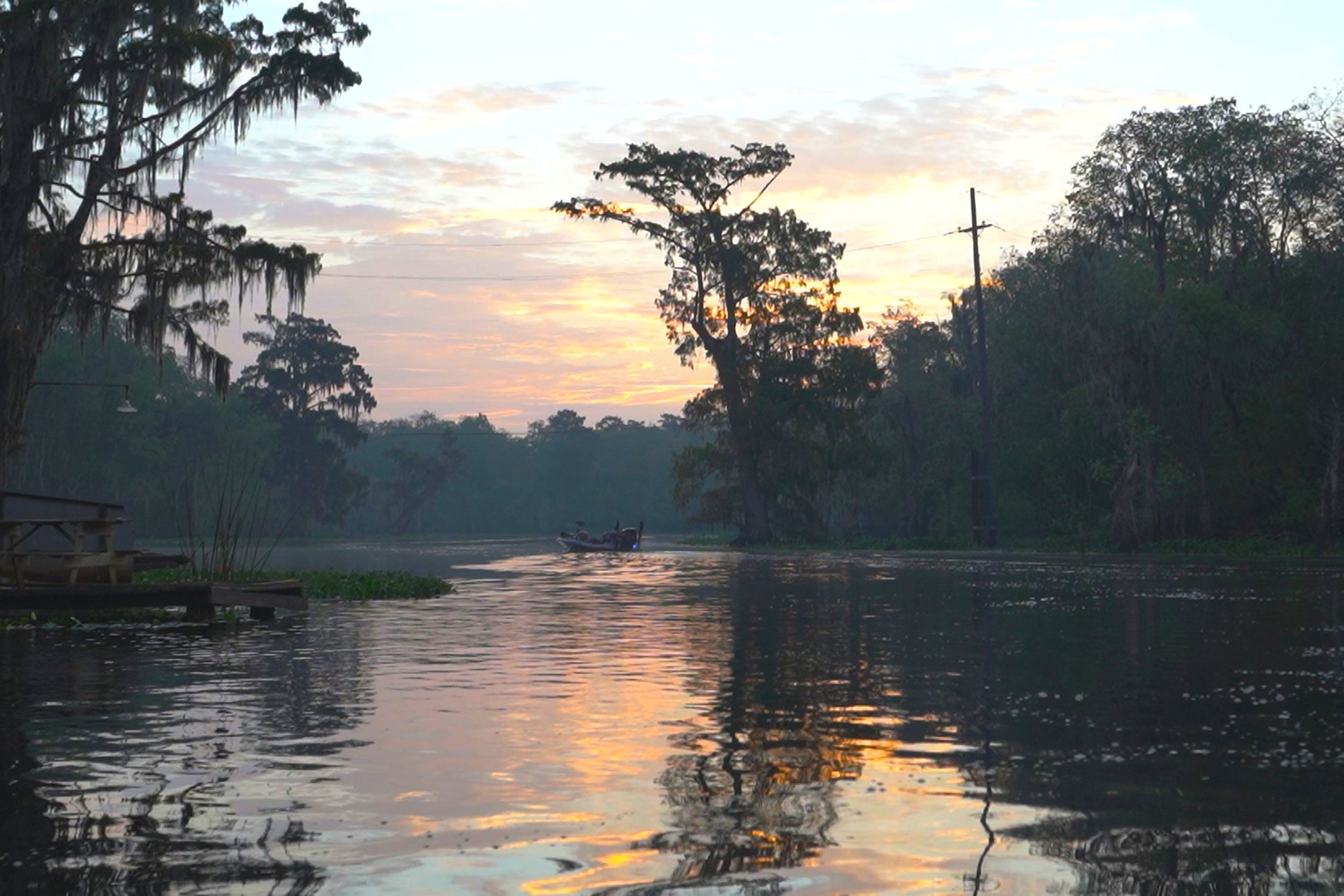 Late dawn on Blind River, London Vallery's ancestral fishing lands, in Central Louisiana.