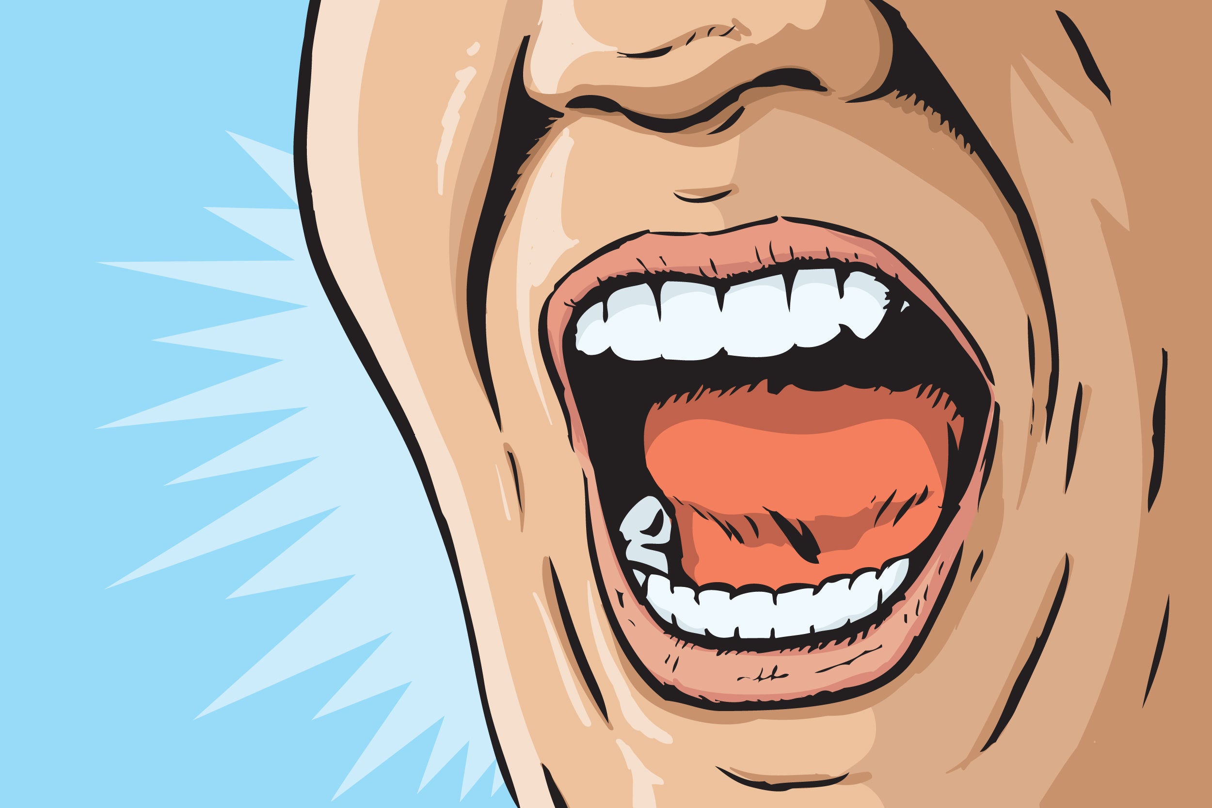 Illustration of person yelling.