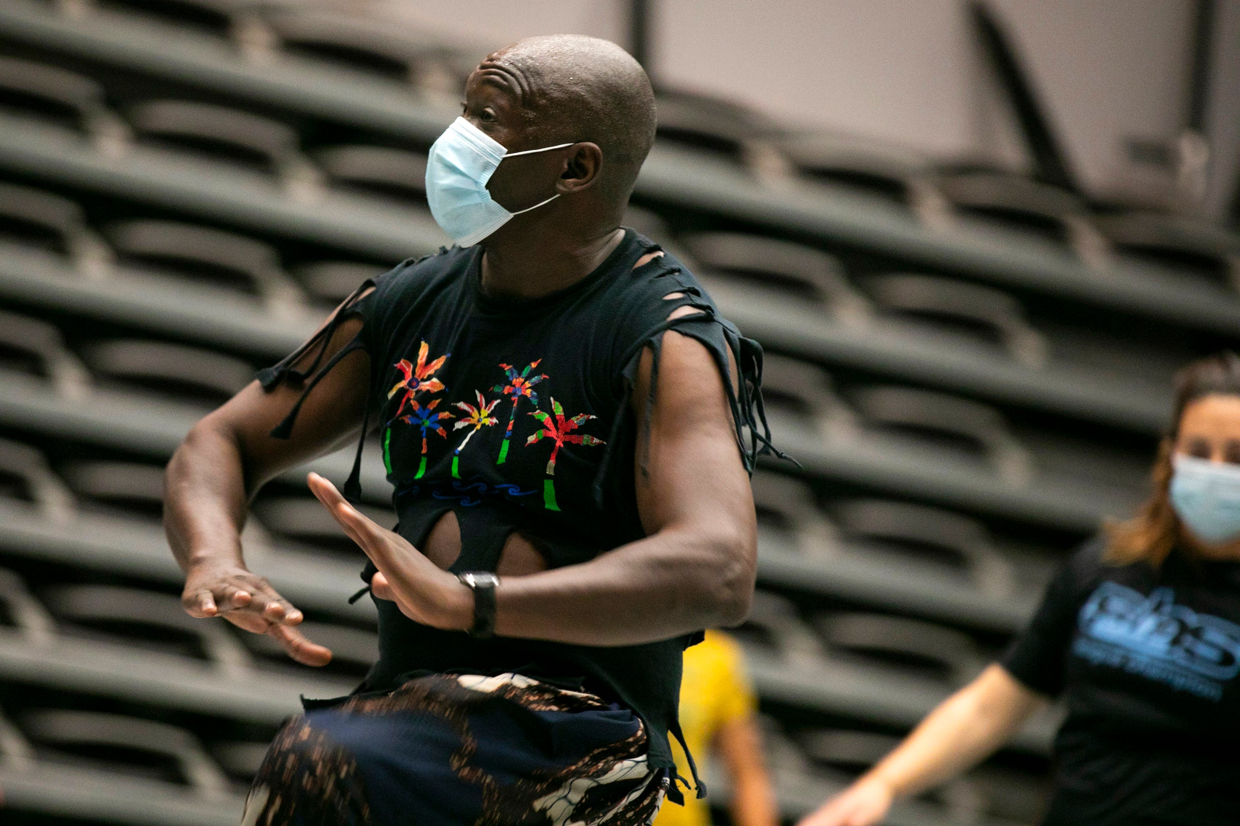 Teaching Artist Joh Camara teaches West African Dance.
