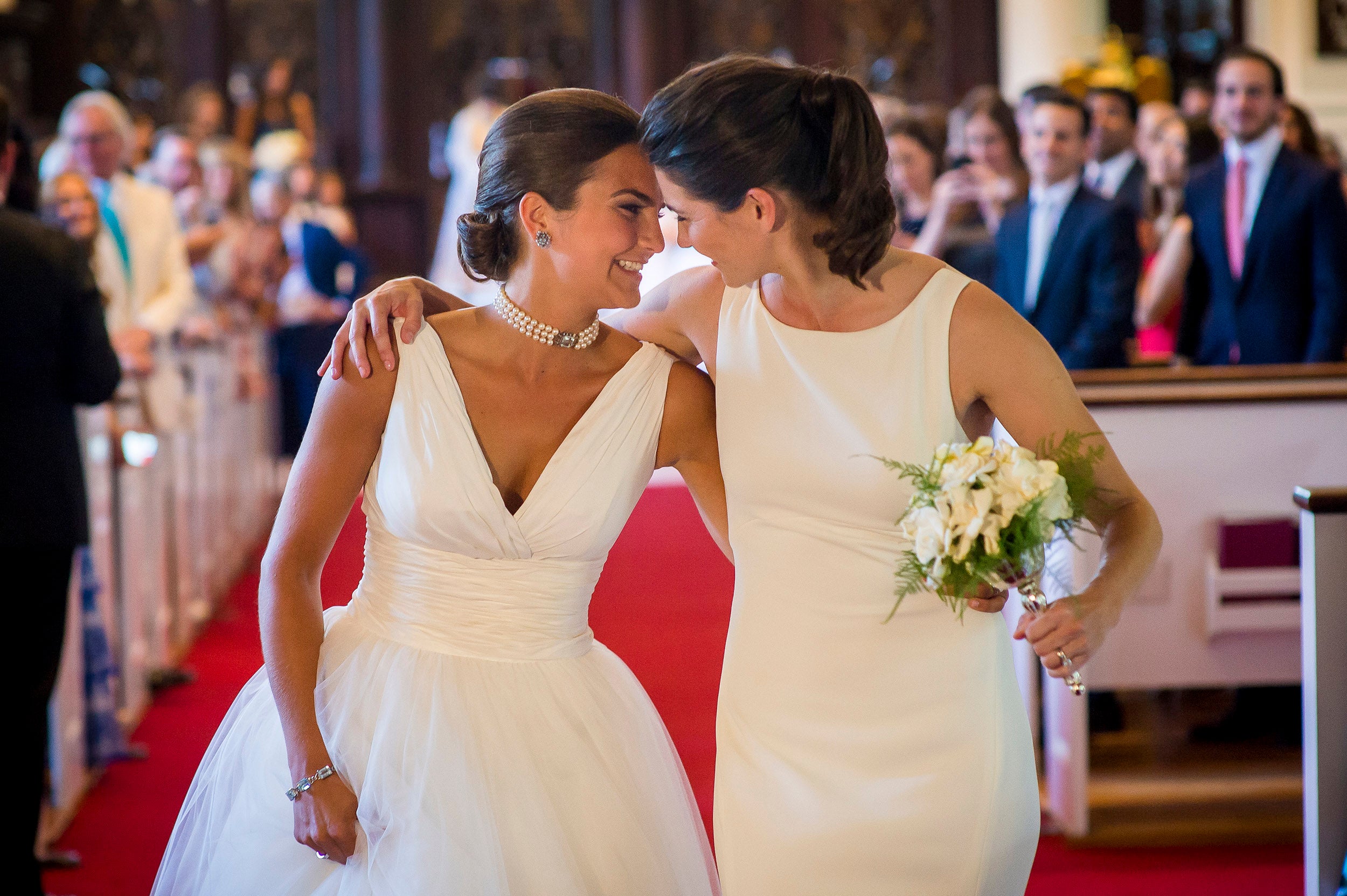Tracy Bjelland and Alex Gaudiani get married at Memorial Church in 2015.