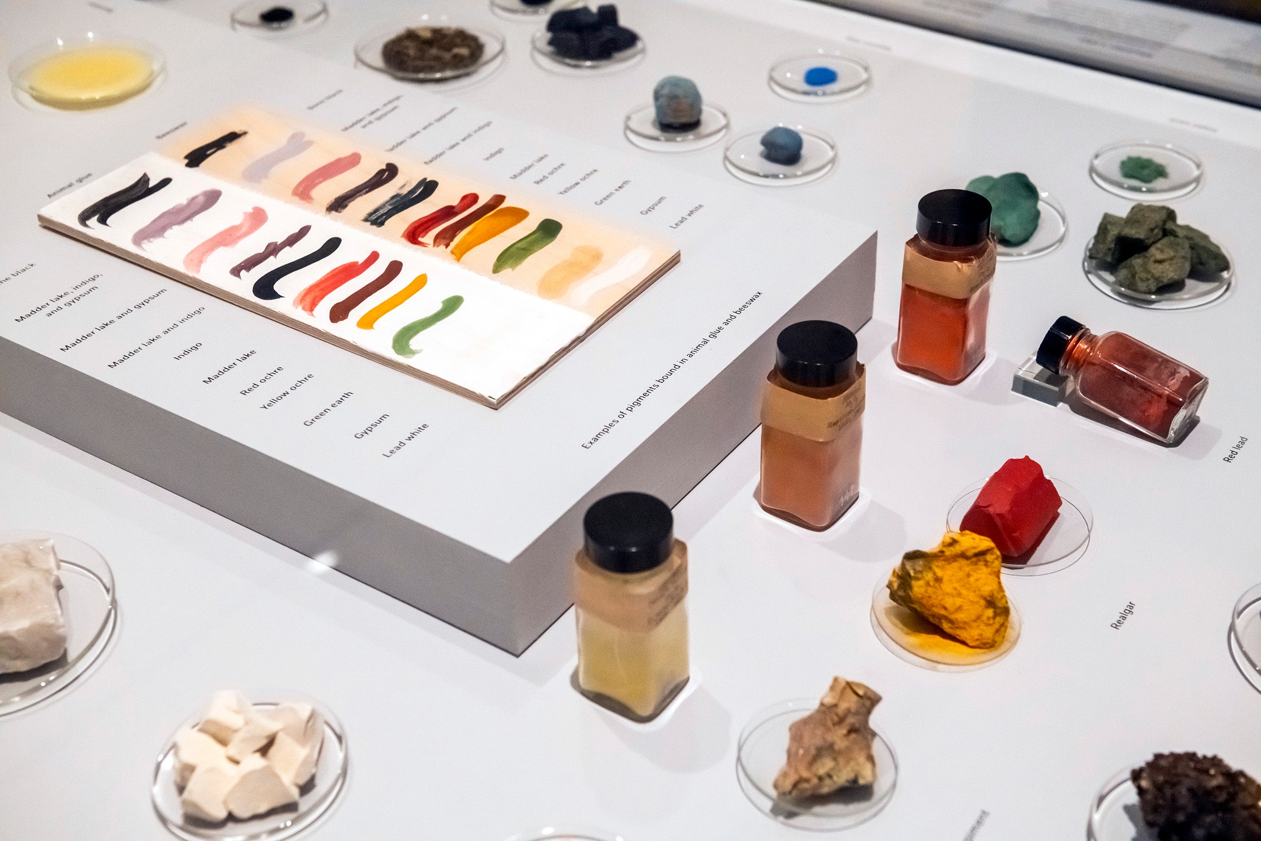 Exhibition of ancient pigments and binders.