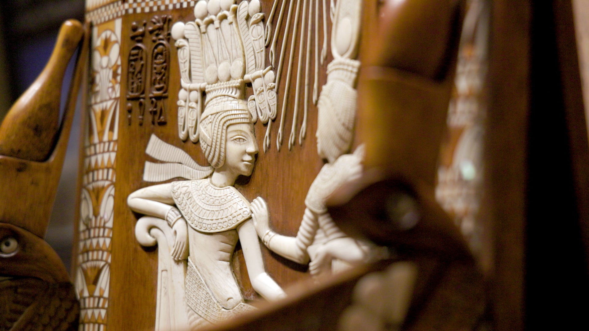 Detail of replica of King Tut throne.
